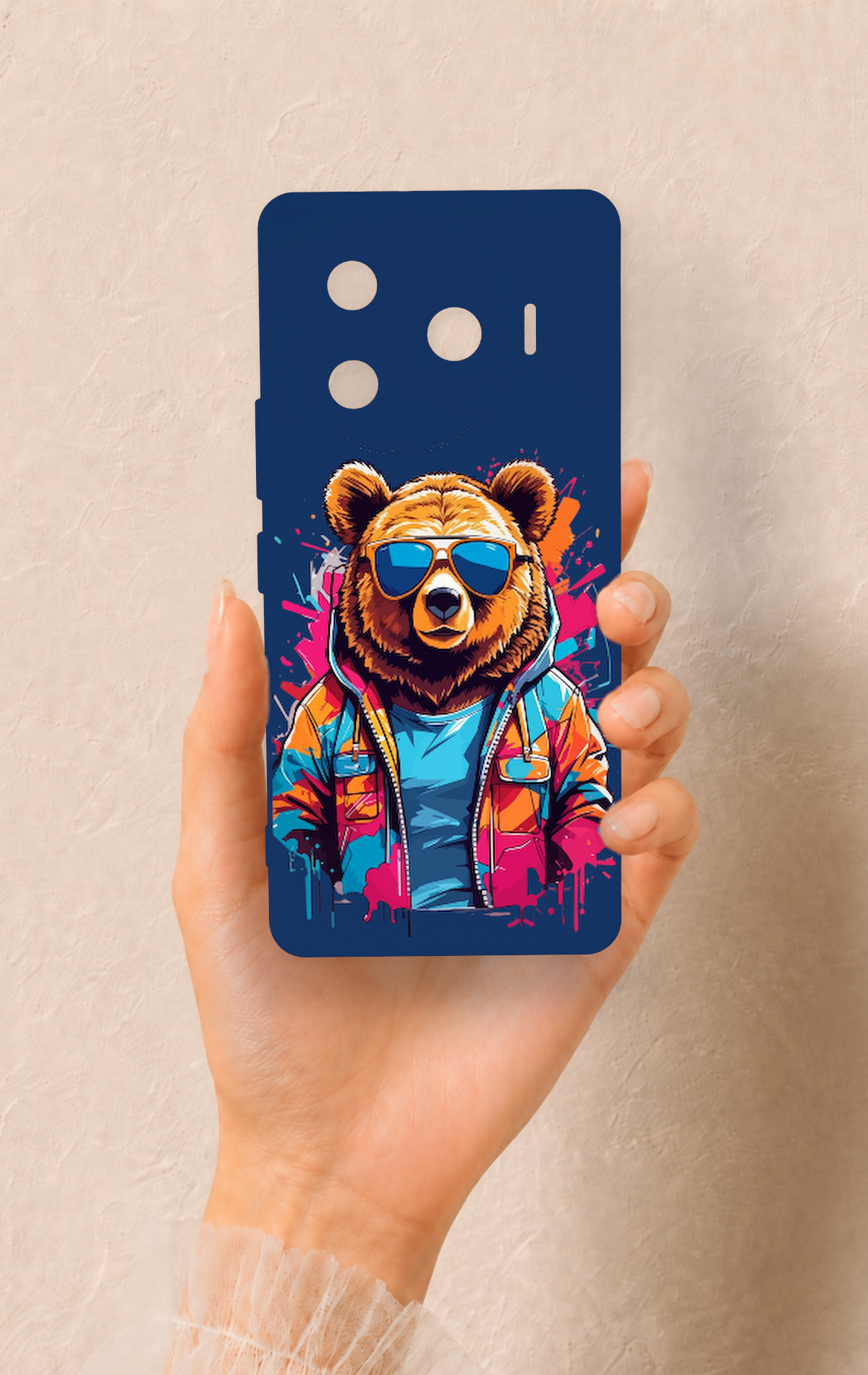 Tecno Camon 30 Pro 5G Uyumlu Gözlüklü Ayı Desenli Silikon Kılıf