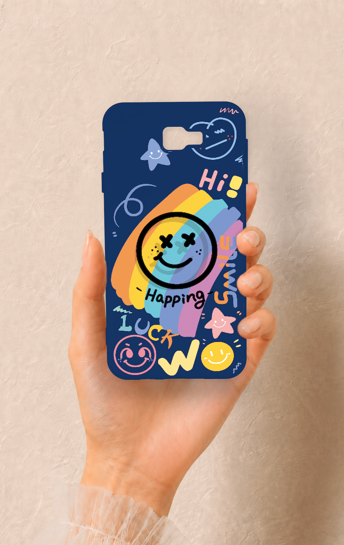 Samsung J7 Prime Uyumlu Happing Smile Desenli Silikon Kılıf