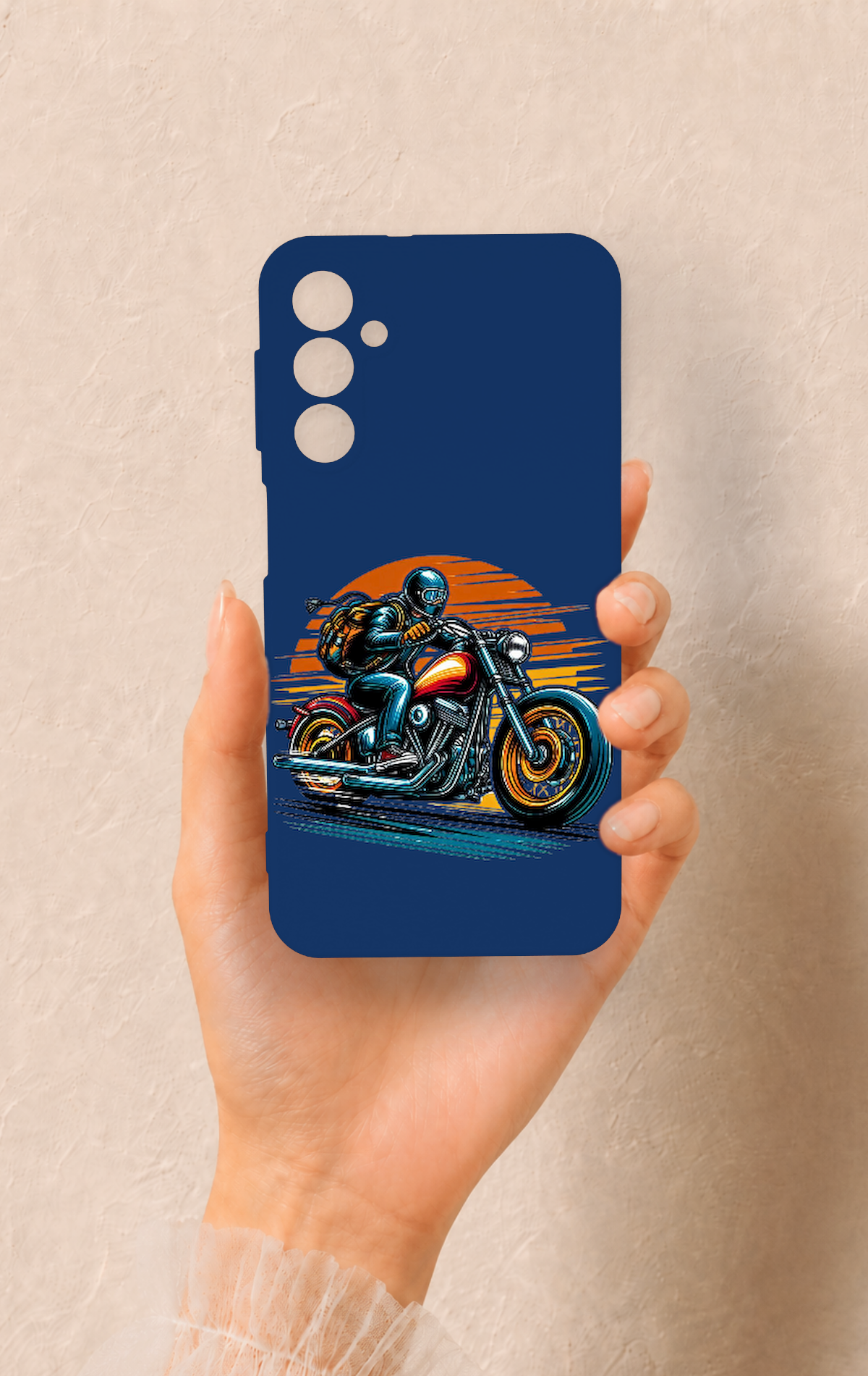 Samsung A24 Uyumlu Moto Rider Desenli Silikon Kılıf