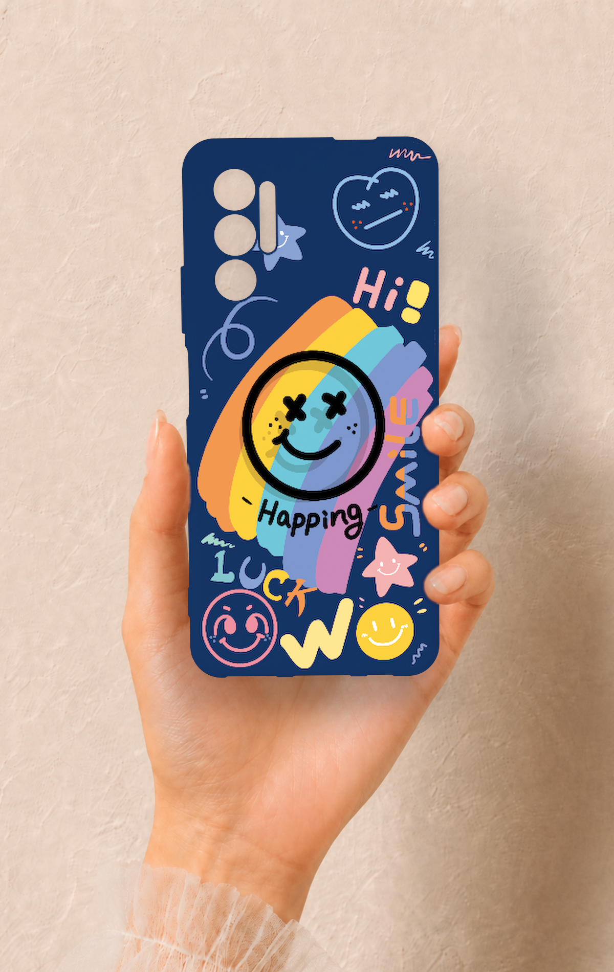 Tecno Pova 3 Uyumlu Happing Smile Desenli Silikon Kılıf