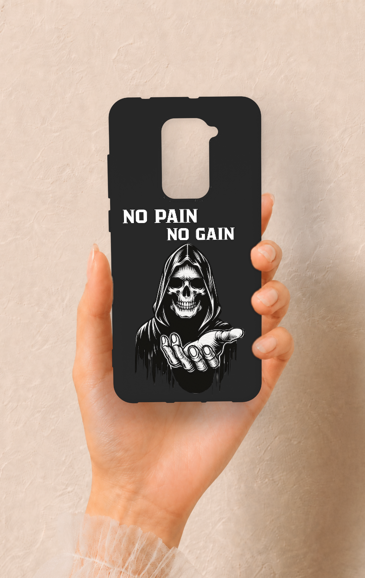 Redmi Note 9 Uyumlu No Pain No Gain Desenli Silikon Kılıf