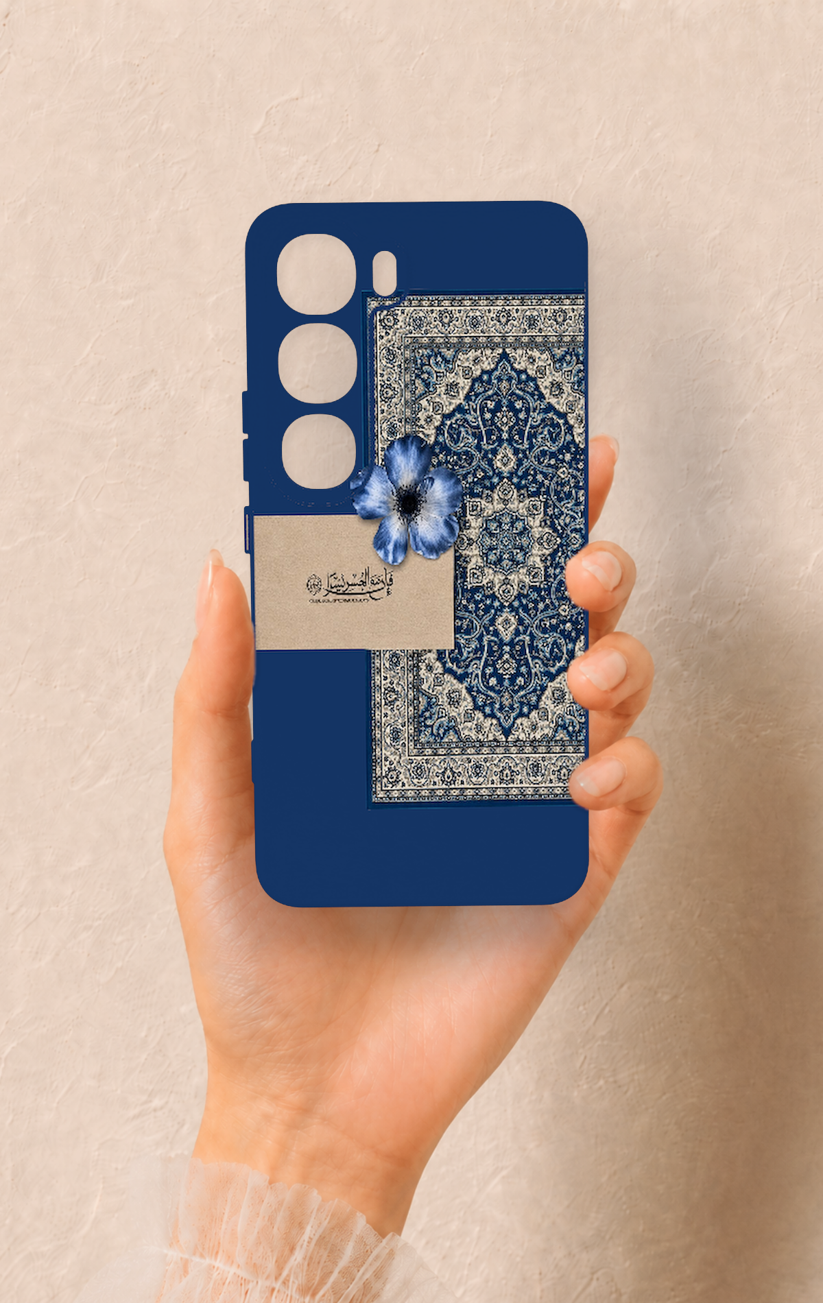 Vivo V40 Lite 5G Uyumlu Mavi Etnik Halı Desenli Silikon Kılıf