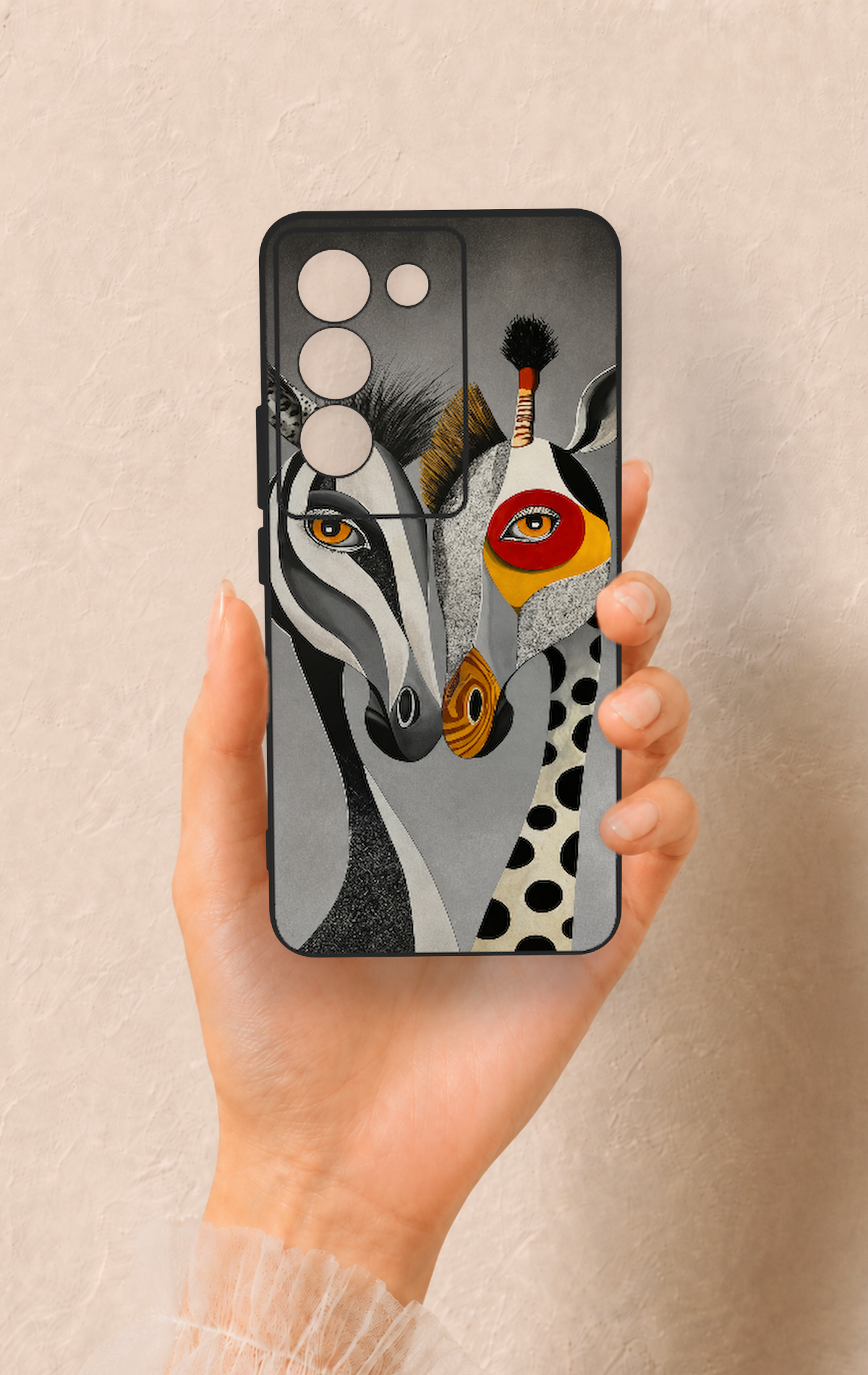 Vivo V30 Lite Uyumlu Zebra ve Zürafa Desenli Silikon Kılıf