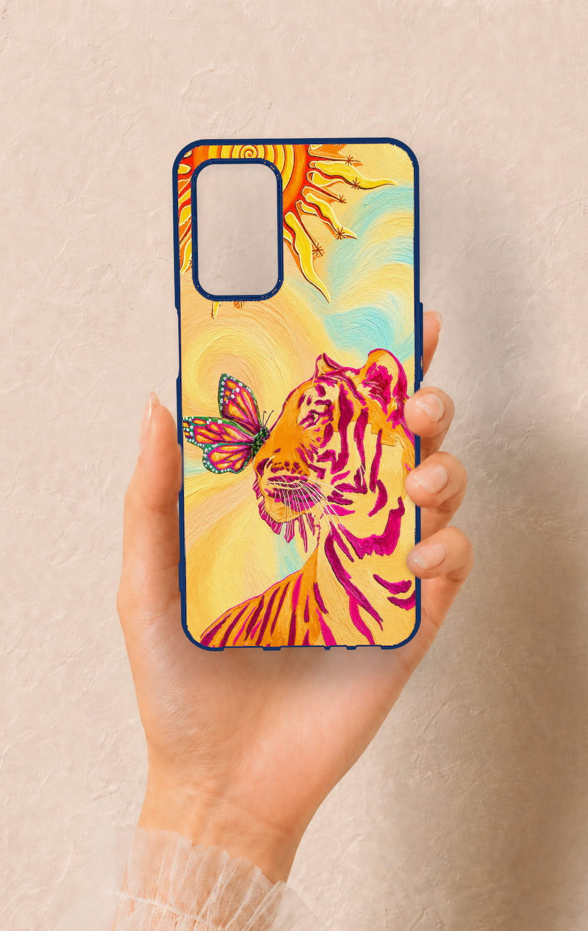 Oppo A55 Uyumlu Güneşin Kaplanı Desenli Silikon Kılıf