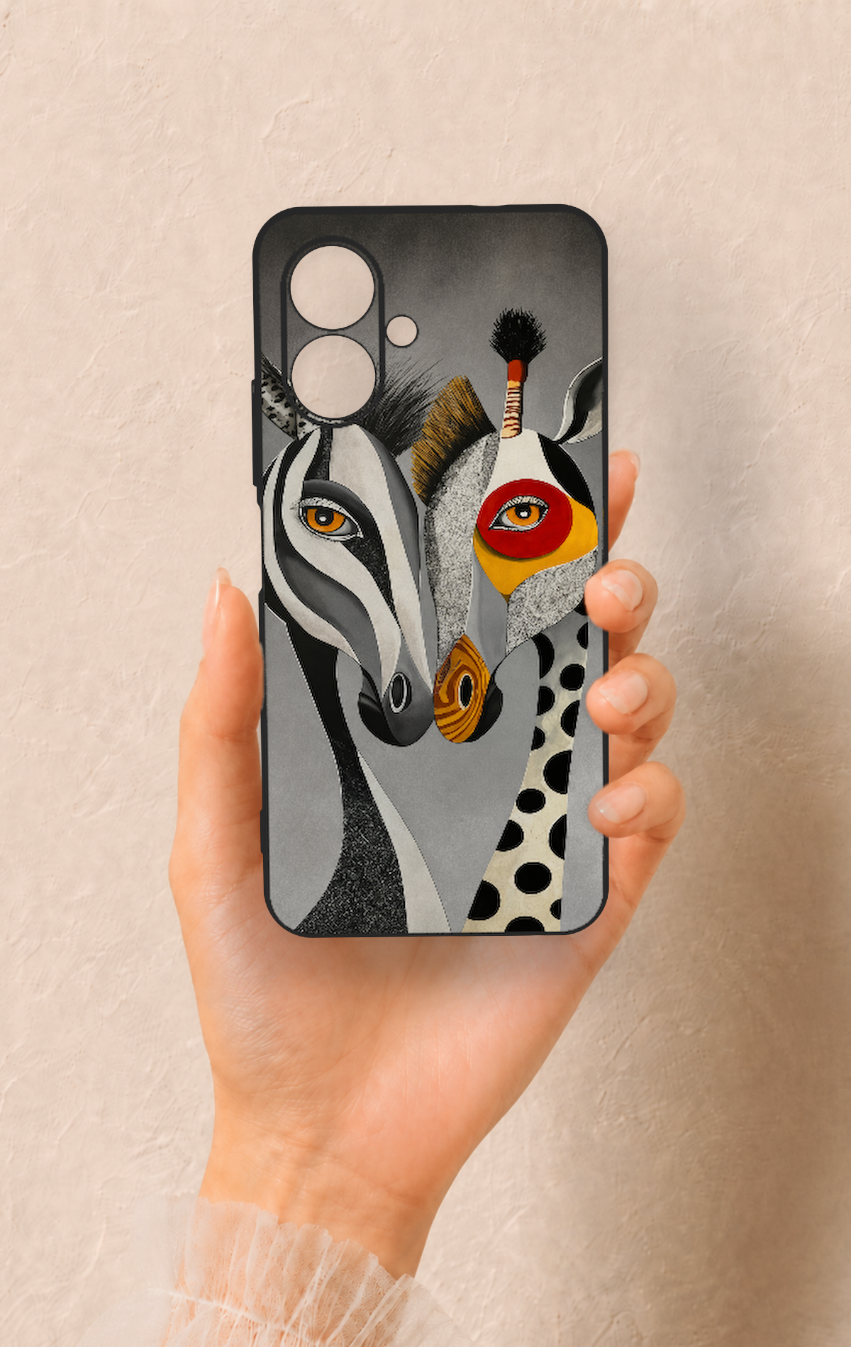 Tecno Spark Go 2 Uyumlu Zebra ve Zürafa Desenli Silikon Kılıf