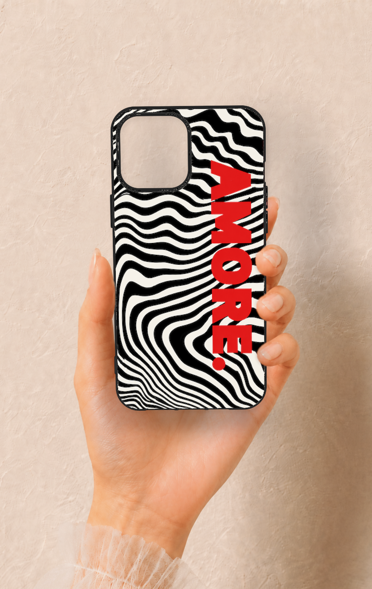 iPhone 12 Pro Max Uyumlu Zebra Amore Desenli Silikon Kılıf