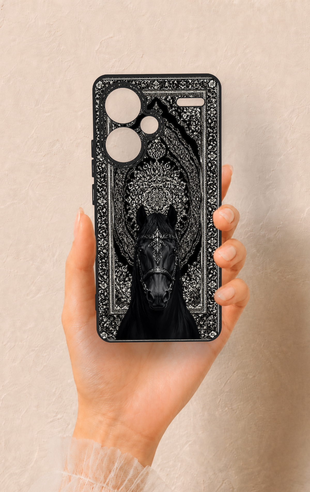 Redmi Note 13 Pro Plus Uyumlu Etnik At Figürü Desenli Silikon Kılıf