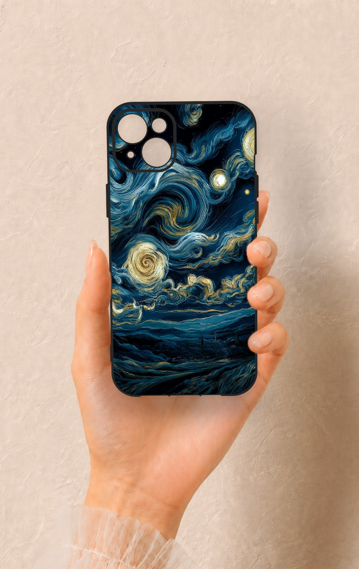 iPhone 14 Plus/15 Plus Uyumlu Yıldızlı Gece Desenli Silikon Kılıf