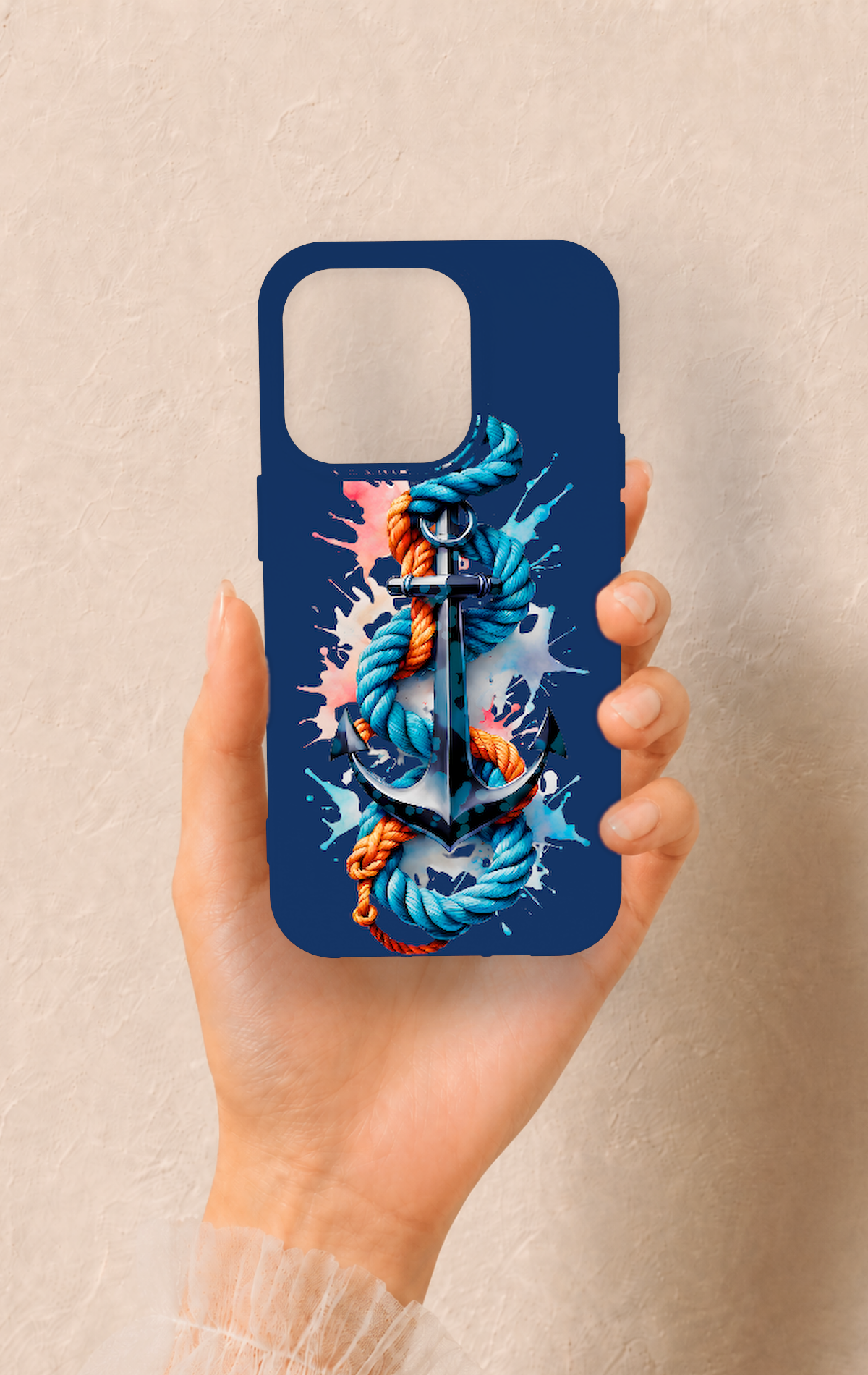 iPhone 14 Pro Uyumlu Anchor Desenli Silikon Kılıf