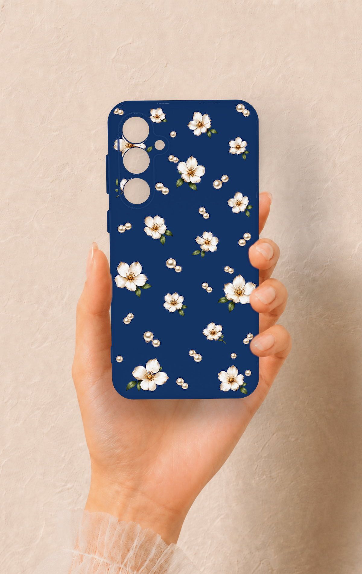 Samsung S23Fe Uyumlu Papatya İnci Desenli Silikon Kılıf