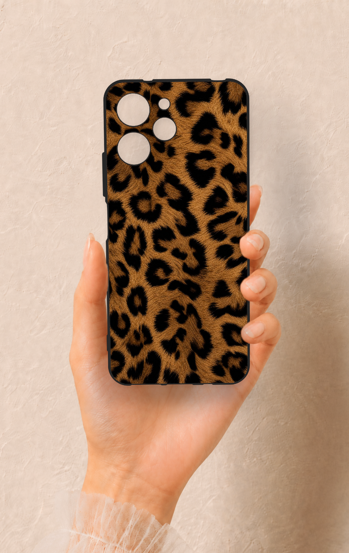 Redmi 12 Uyumlu Koyu Leopar Deri Desenli Silikon Kılıf