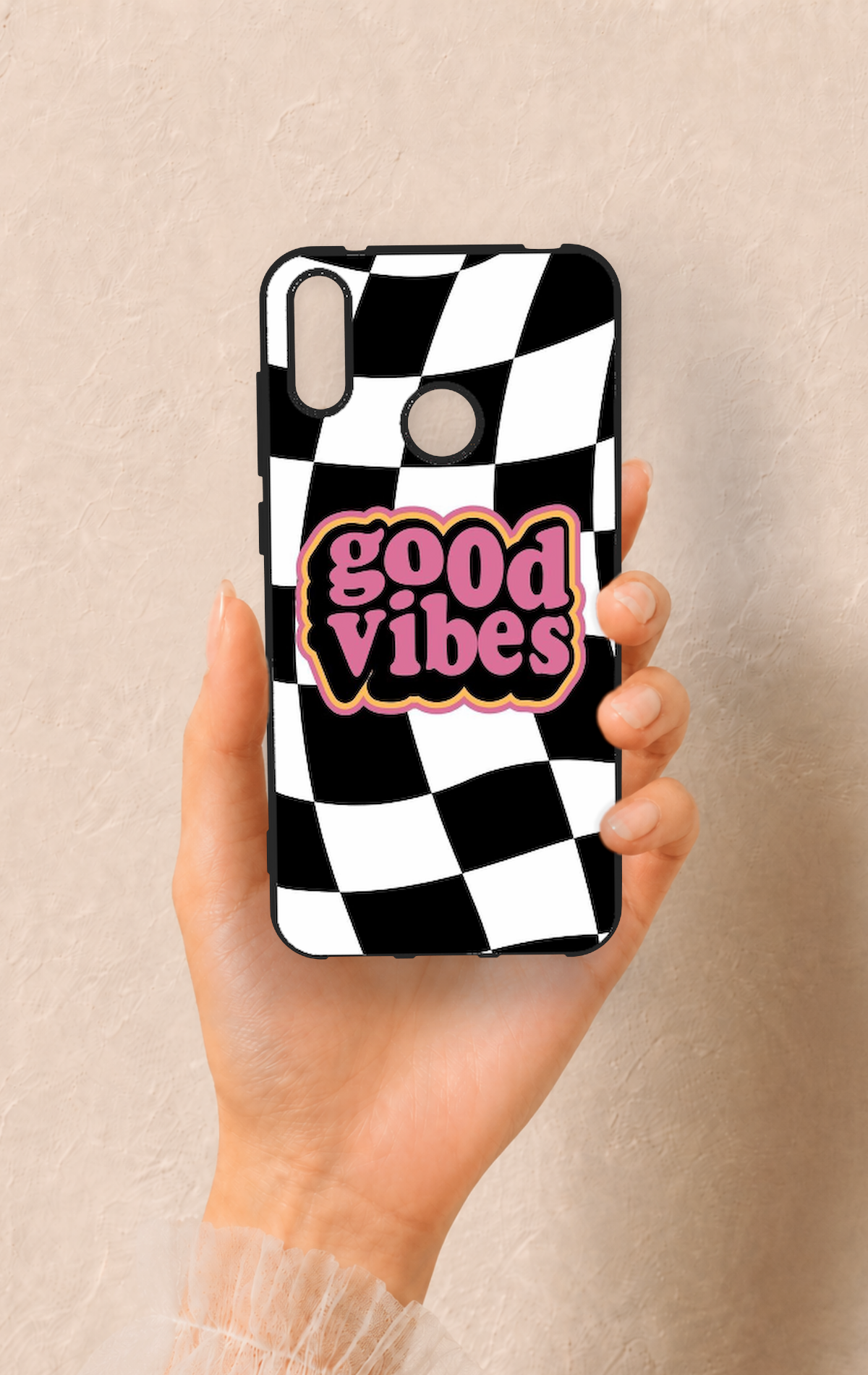 Huawei Y7 2019 Uyumlu Black Good Vibes Desenli Silikon Kılıf
