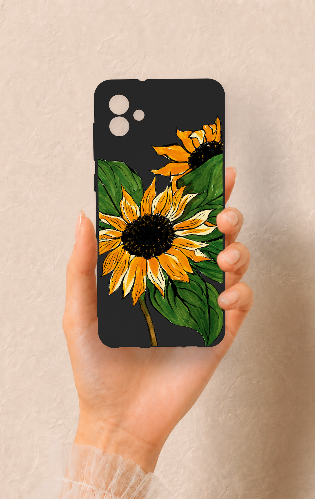 Samsung A04 Uyumlu Ay Çiçeği Desenli Silikon Kılıf