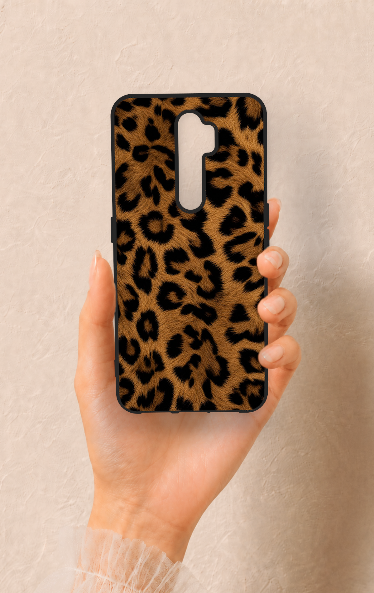 Oppo A5 2020 Uyumlu Koyu Leopar Deri Desenli Silikon Kılıf