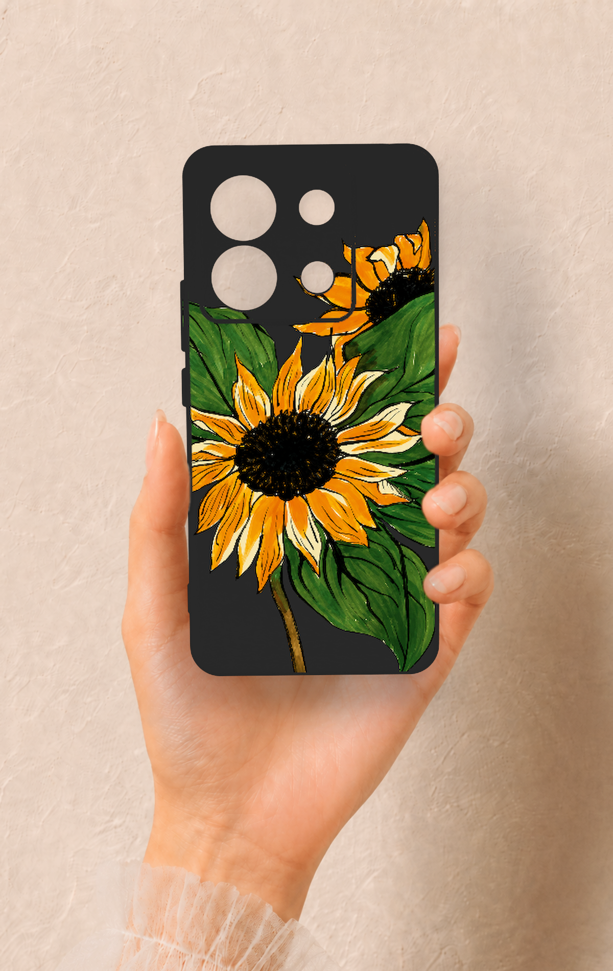 Redmi Note 13 Pro 5G Uyumlu Ay Çiçeği Desenli Silikon Kılıf