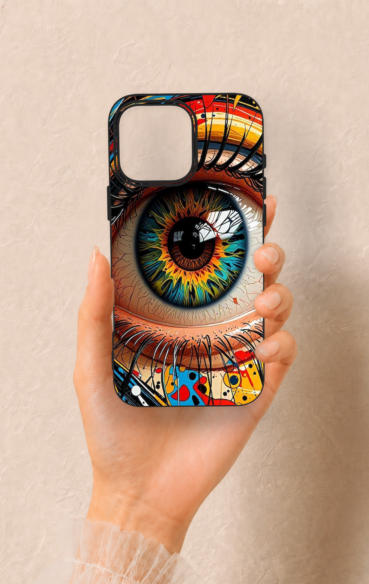 iPhone 16 Pro Max Uyumlu Renkli Göz Bebeği Desenli Silikon Kılıf