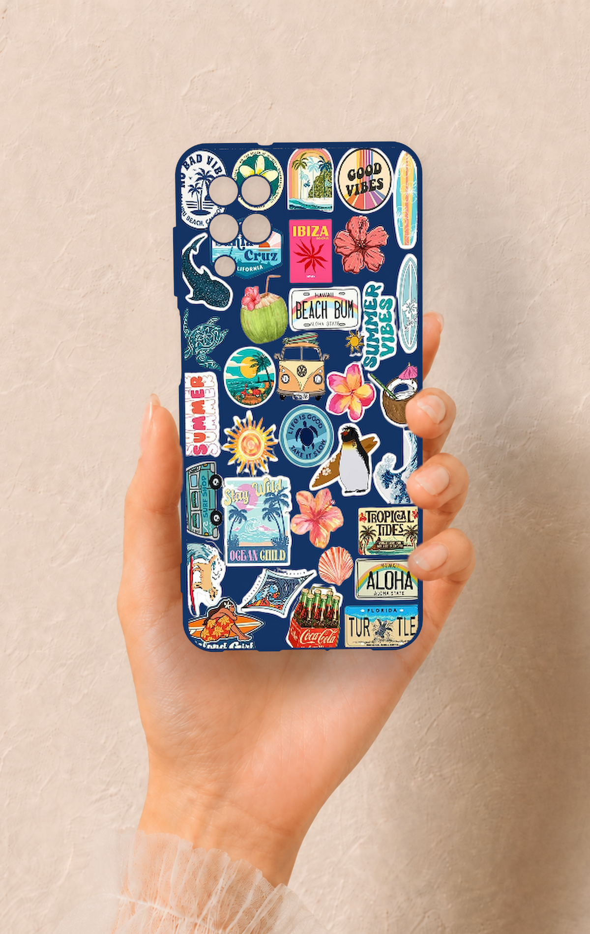 Samsung A12 Uyumlu Summer Vibes Desenli Silikon Kılıf