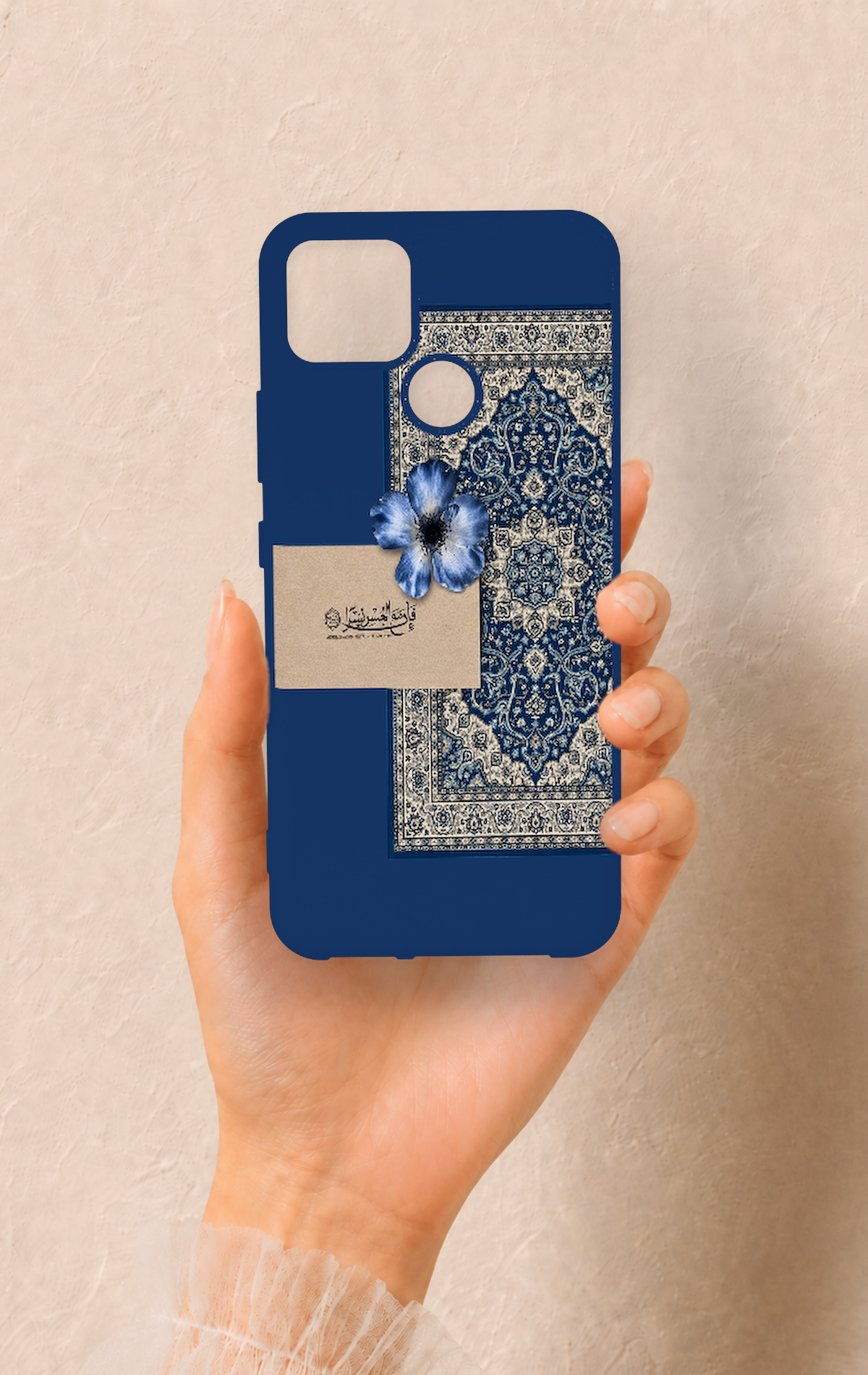 Realme C25 Uyumlu Mavi Etnik Halı Desenli Silikon Kılıf