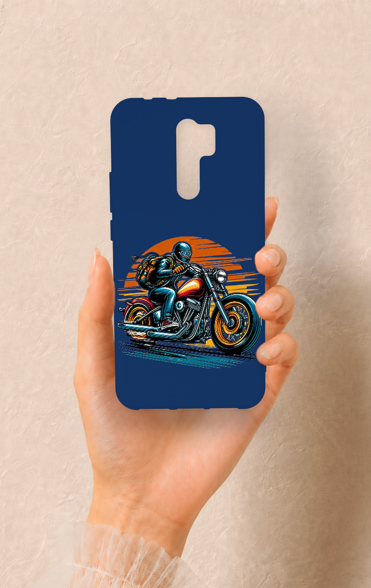 Redmi 9 Uyumlu Moto Rider Desenli Silikon Kılıf