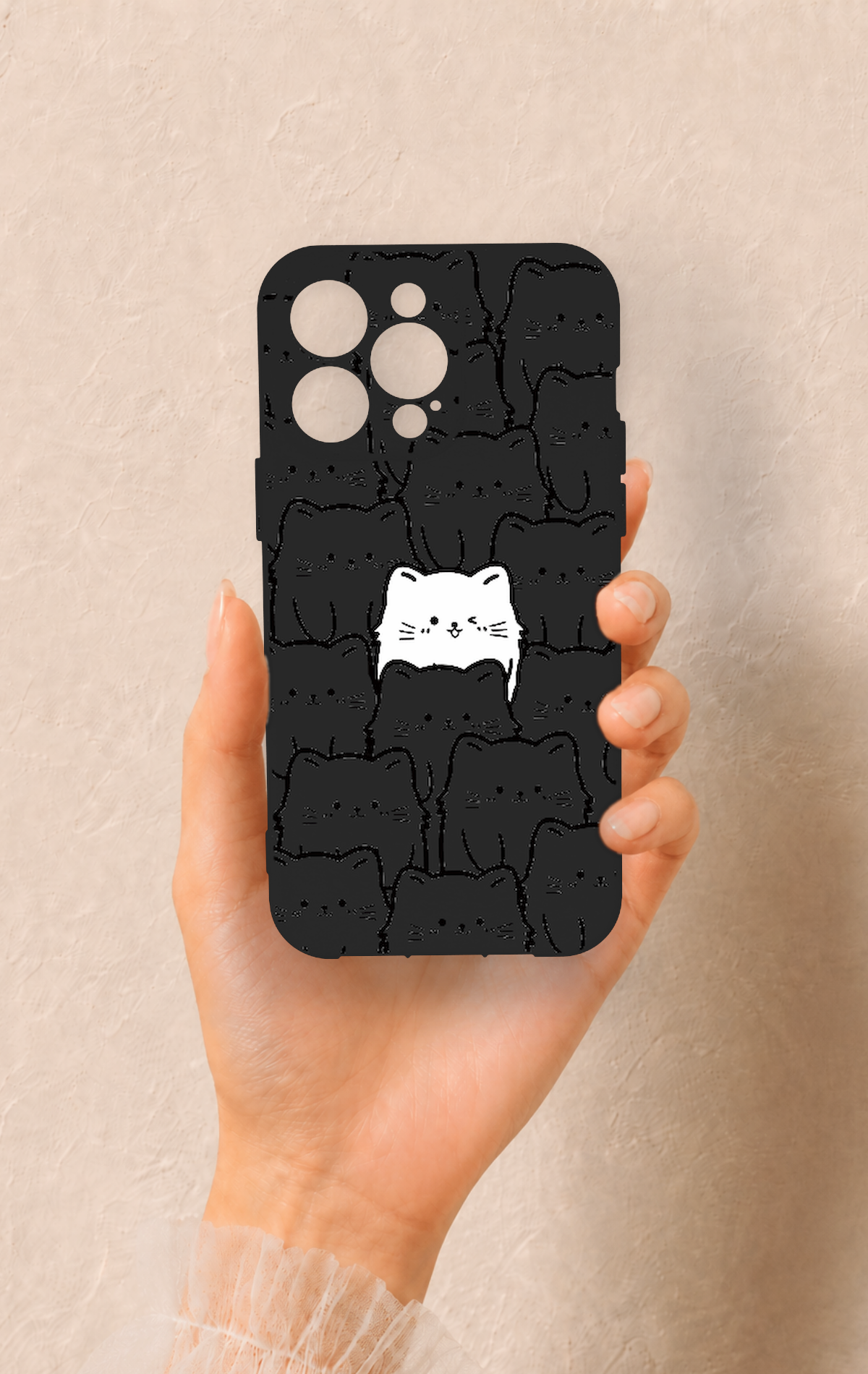 iPhone 14 Pro Max Uyumlu Many Cats Desenli Silikon Kılıf