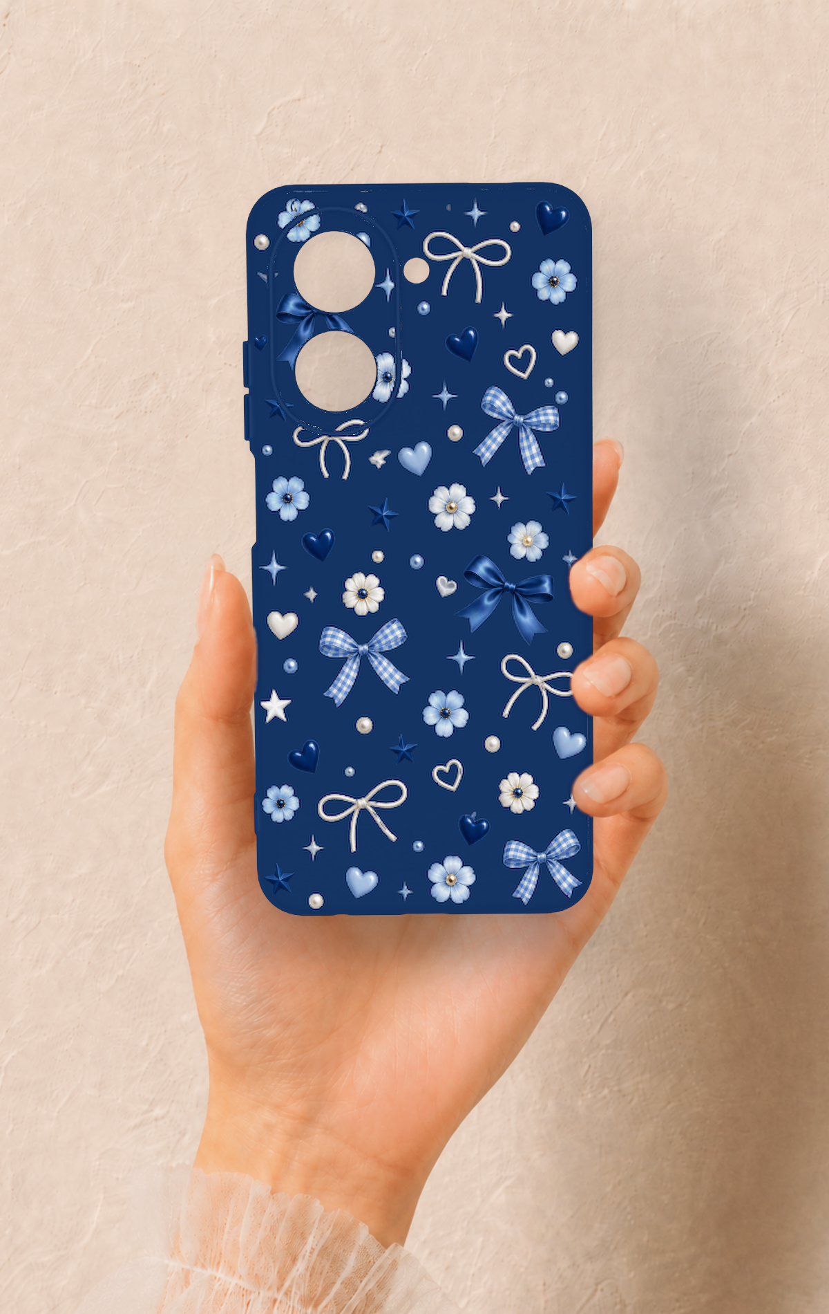 Redmi A5 Uyumlu Mavi Papatya Fiyonk Desenli Silikon Kılıf