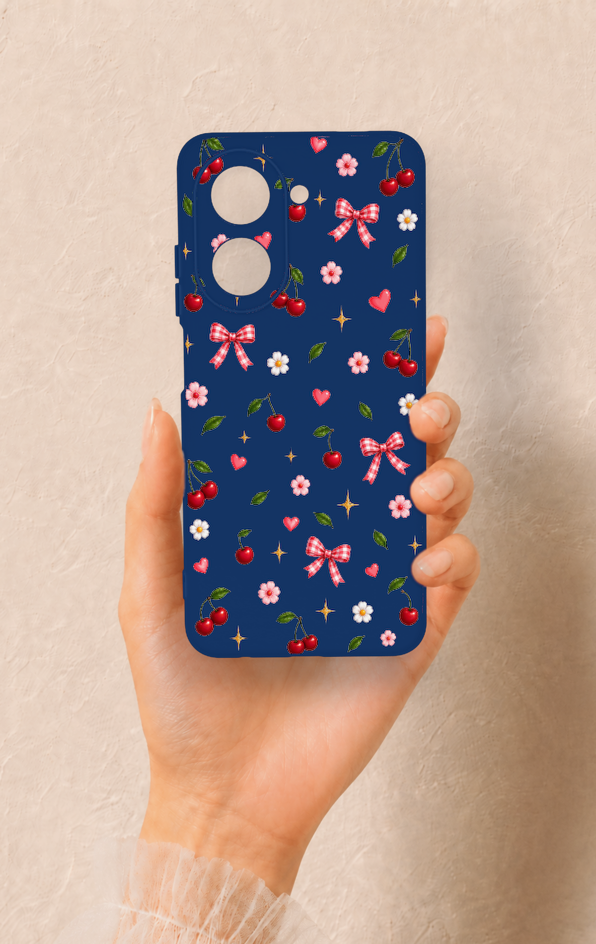 Redmi A5 Uyumlu Çiçek Kiraz Fiyonk Desenli Silikon Kılıf