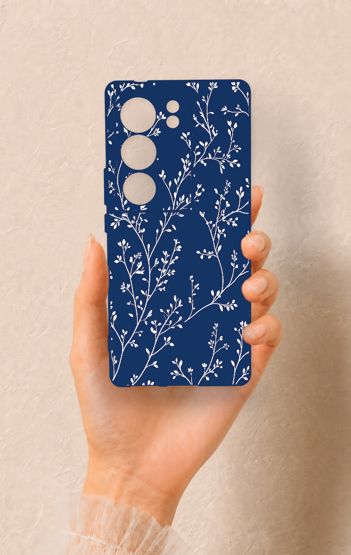 Vivo V29 Uyumlu İnce Yaprak Dalı Desenli Silikon Kılıf