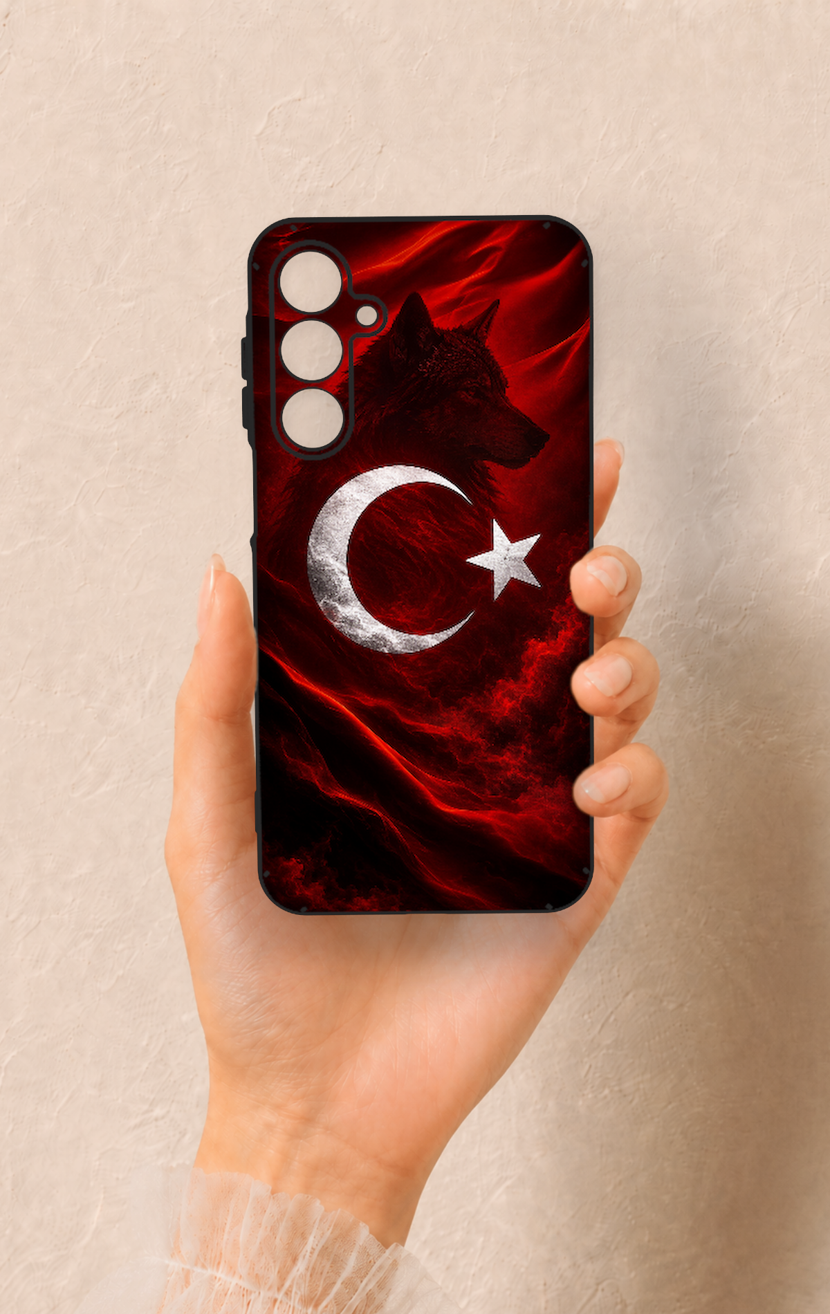 Samsung A16 Uyumlu Kurt Türk Bayrağı Desenli Silikon Kılıf