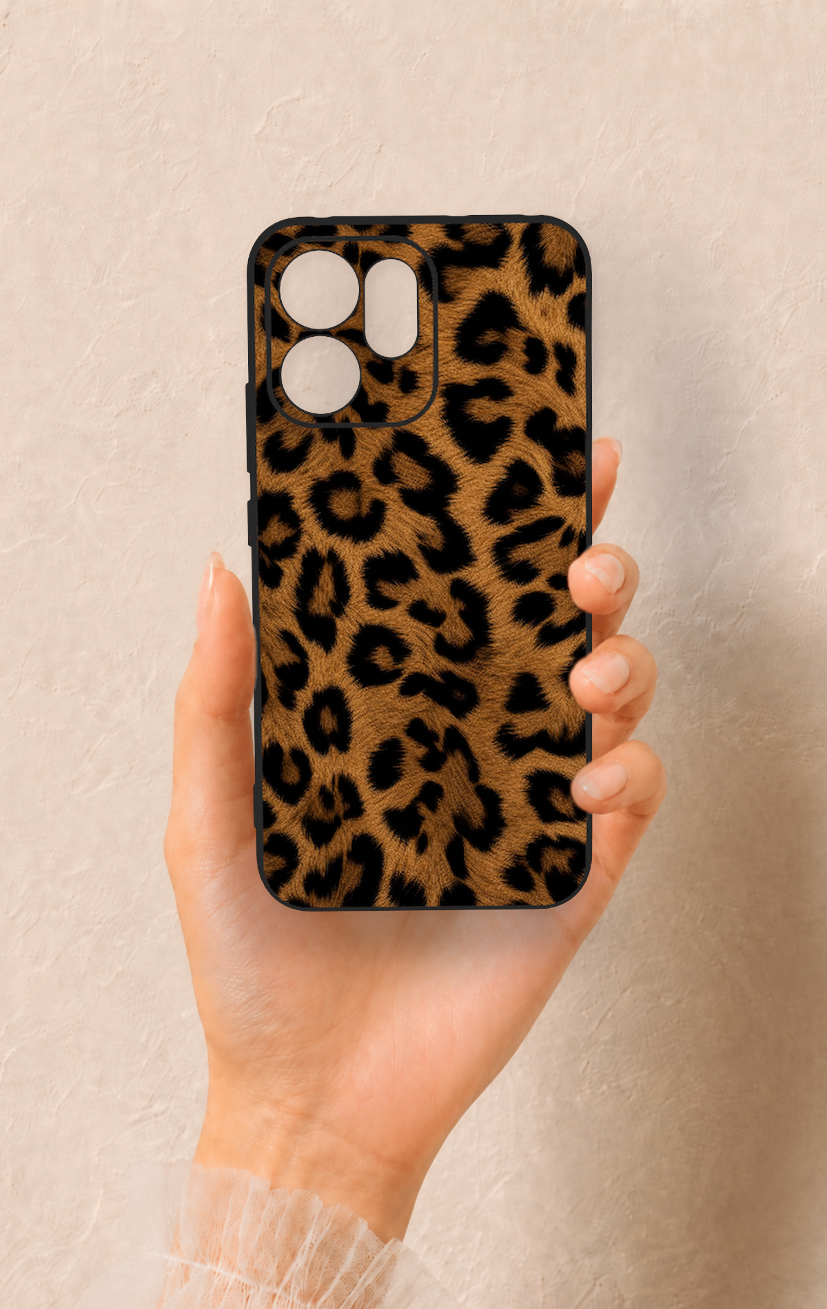 Oppo Reno 14F Uyumlu Koyu Leopar Deri Desenli Silikon Kılıf