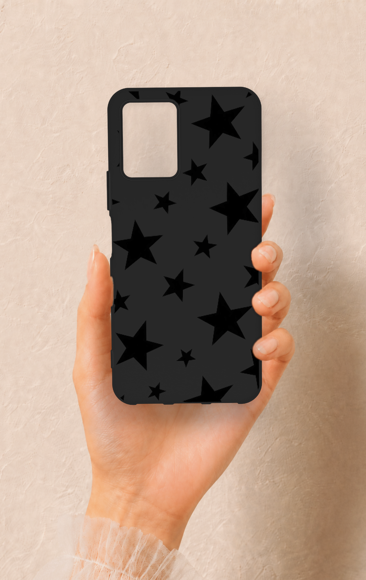 Vivo Y33S Uyumlu Siyah Star Desenli Silikon Kılıf