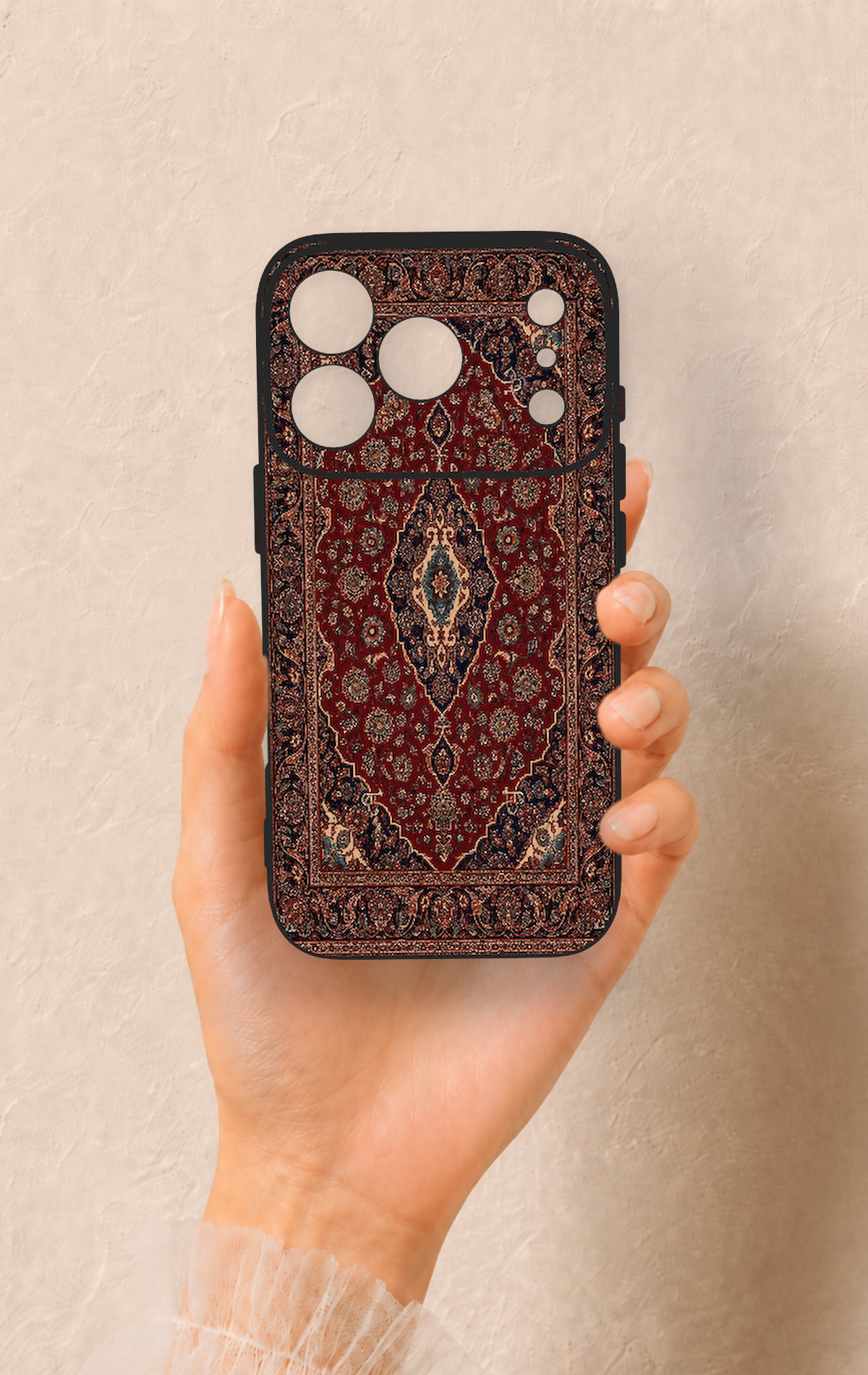 iPhone 17 Pro Uyumlu Acem Halı Desenli Silikon Kılıf