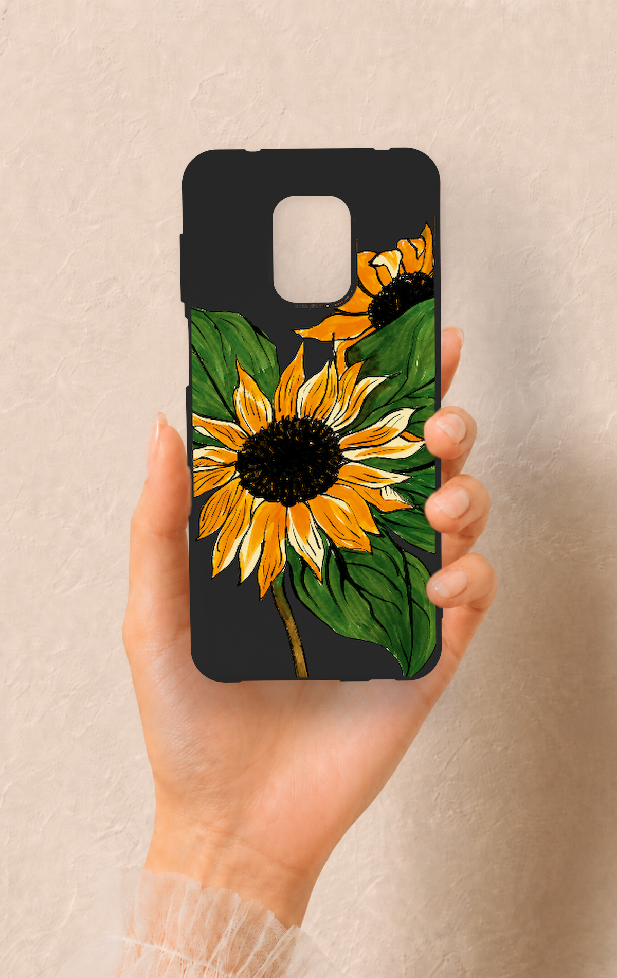Redmi Note 9 Pro 9S Uyumlu Ay Çiçeği Desenli Silikon Kılıf