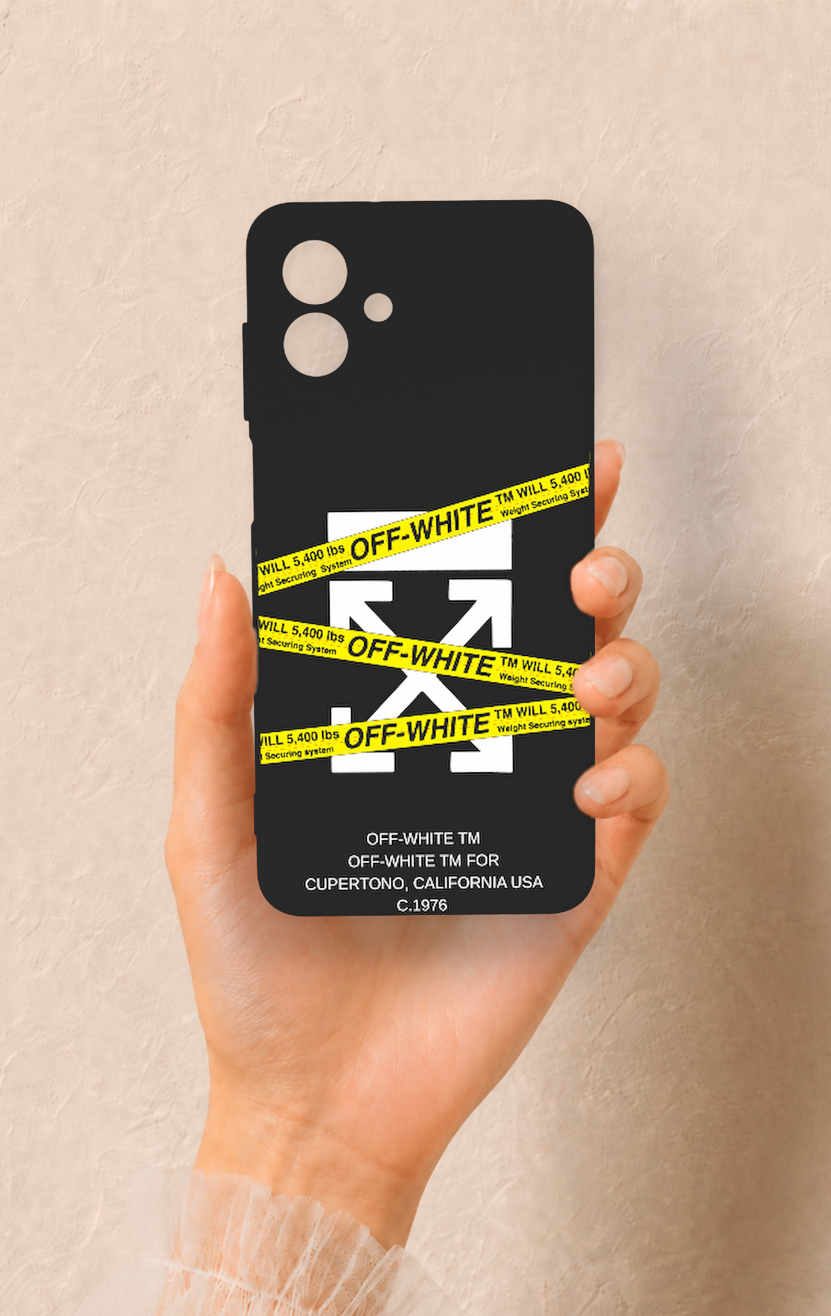 Samsung A07 Uyumlu Off White Desenli Silikon Kılıf