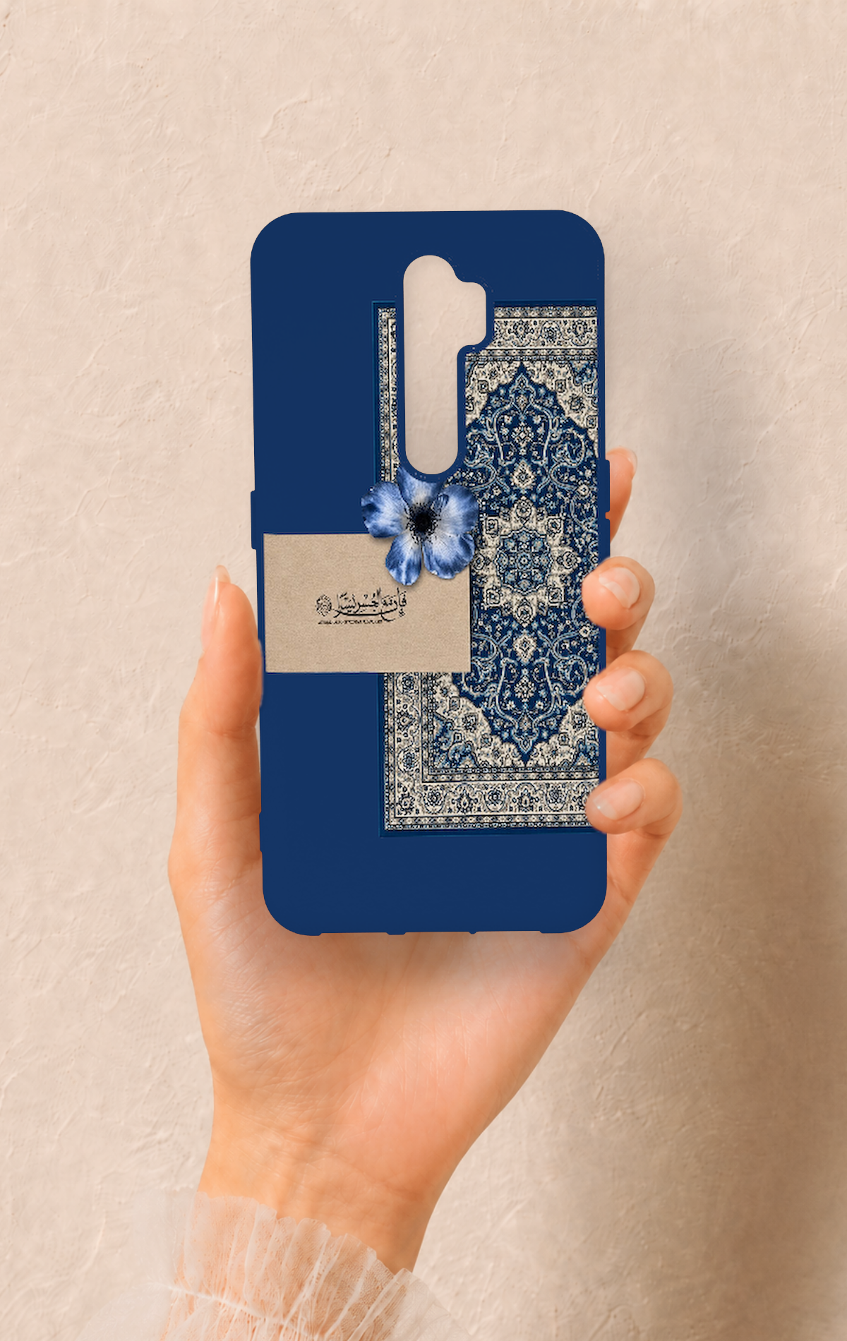 Oppo A5 2020 Uyumlu Mavi Etnik Halı Desenli Silikon Kılıf