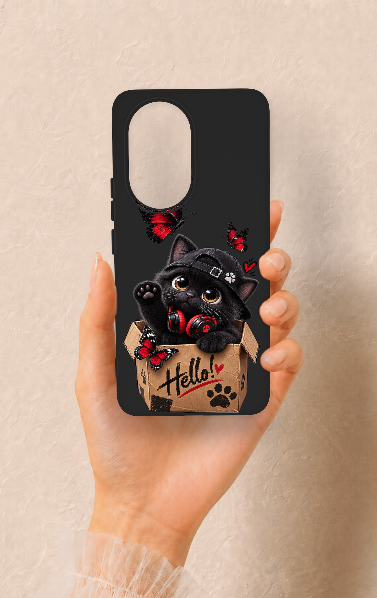 Honor 200 5G Uyumlu Hello Cat Desenli Silikon Kılıf