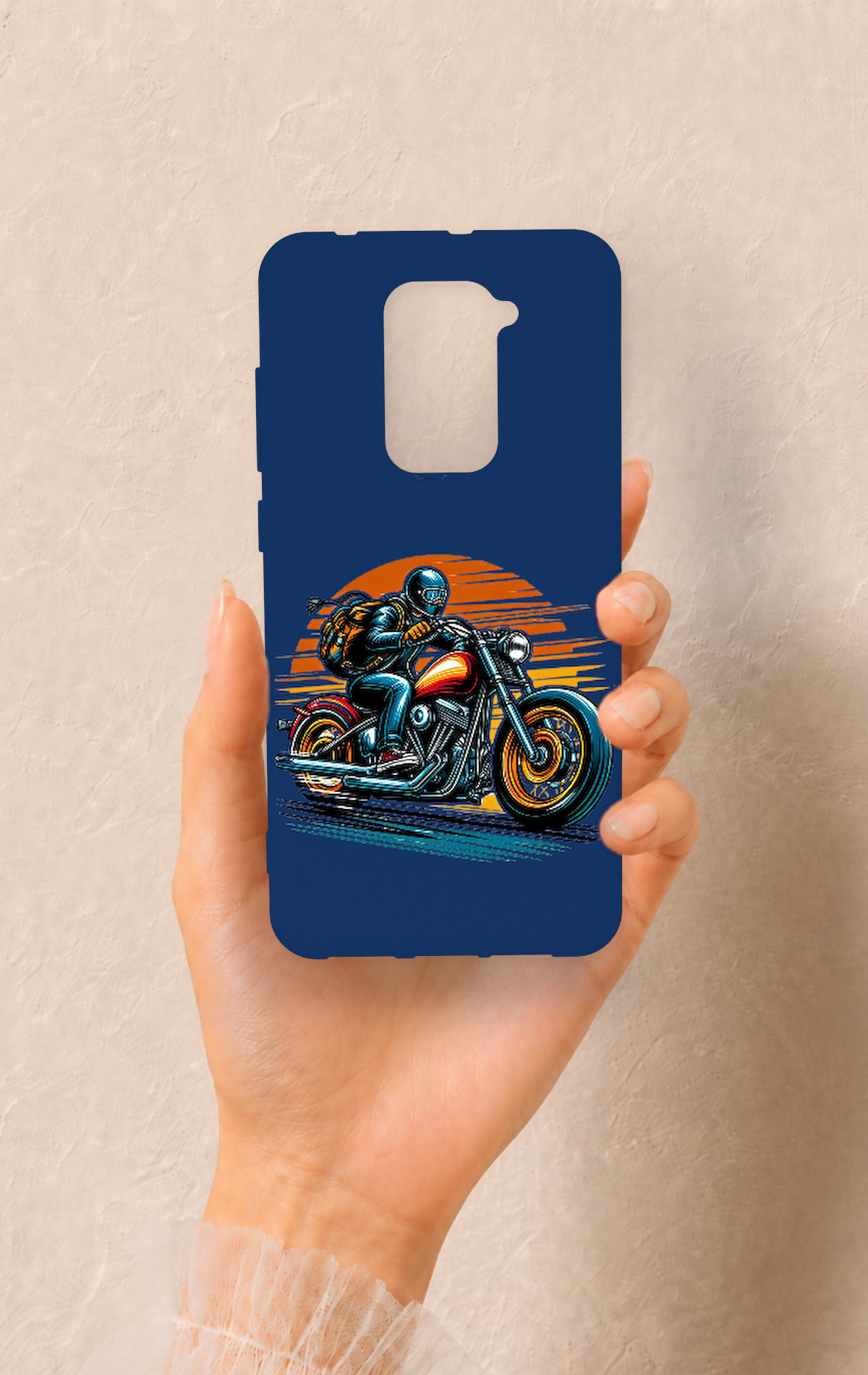 Redmi Note 9 Uyumlu Moto Rider Desenli Silikon Kılıf