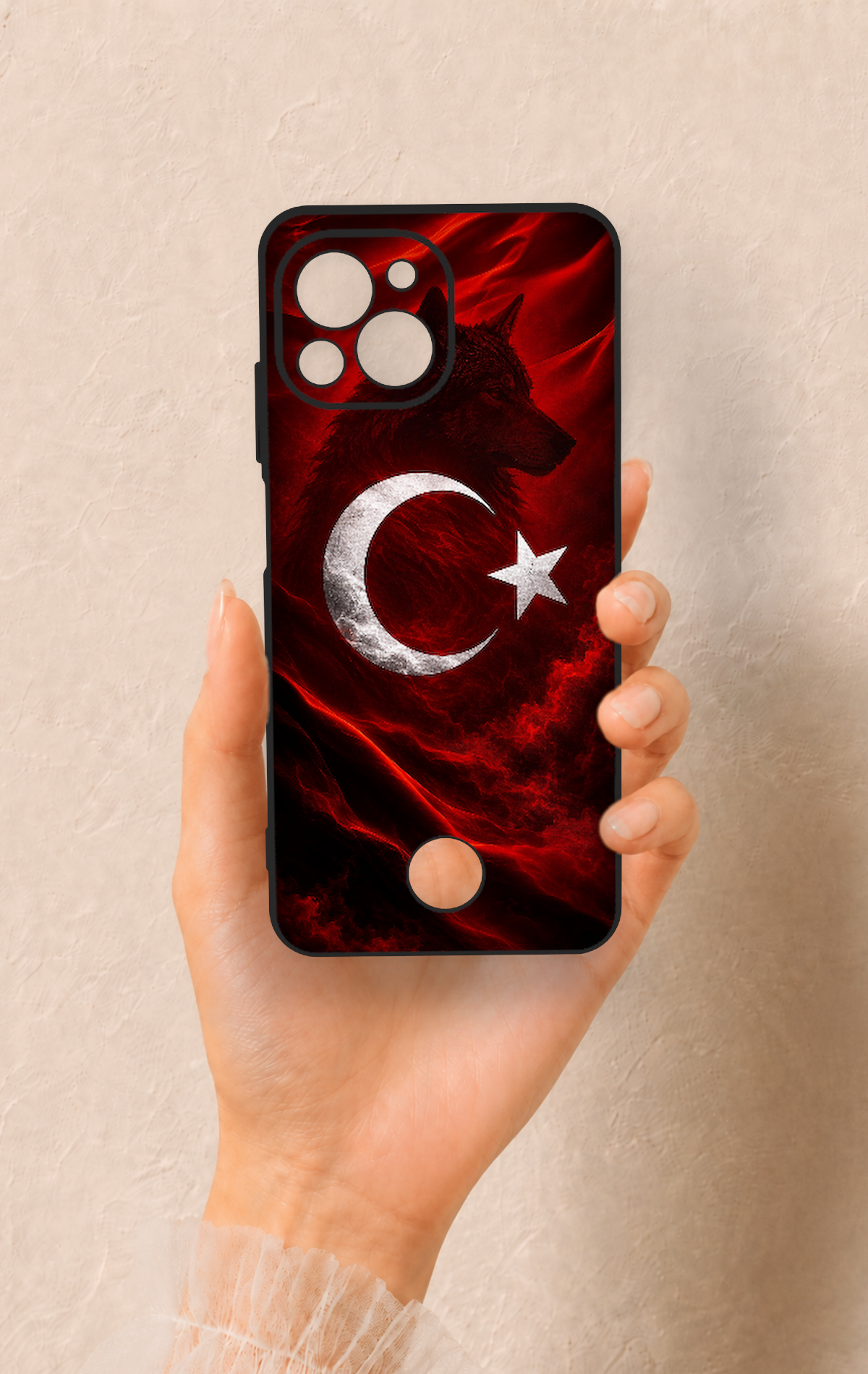 Reeder S23 Pro Max Uyumlu Kurt Türk Bayrağı Desenli Silikon Kılıf