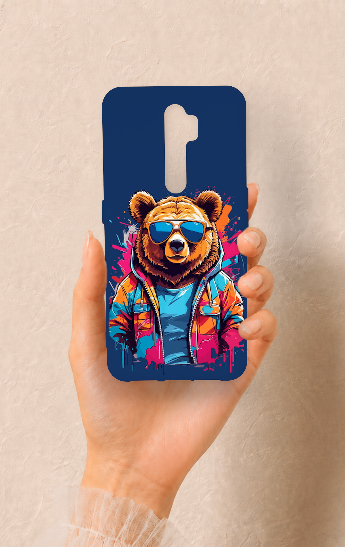 Oppo A9 2020 Uyumlu Gözlüklü Ayı Desenli Silikon Kılıf