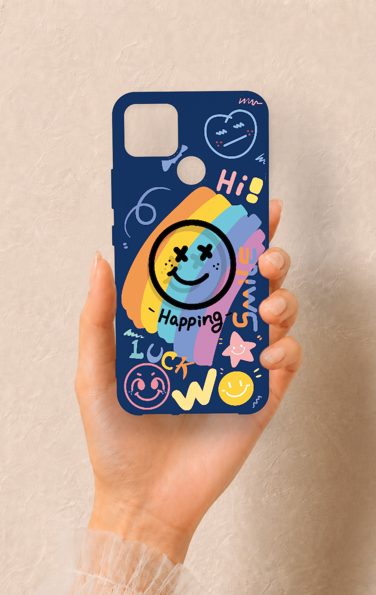 Realme C25 Uyumlu Happing Smile Desenli Silikon Kılıf