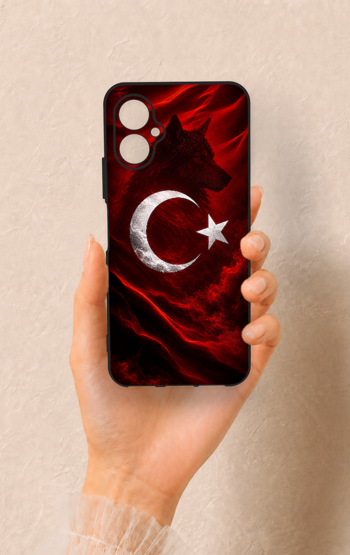 Omix X5 Uyumlu Kurt Türk Bayrağı Desenli Silikon Kılıf