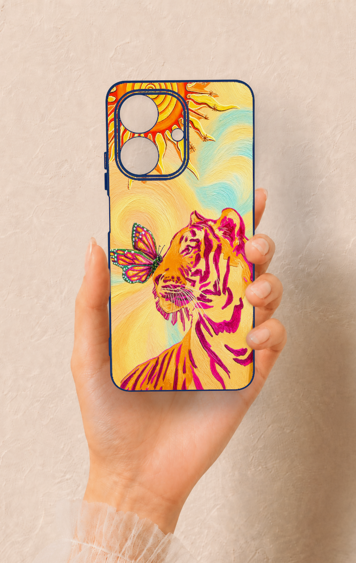 Realme Note 60 Uyumlu Güneşin Kaplanı Desenli Silikon Kılıf