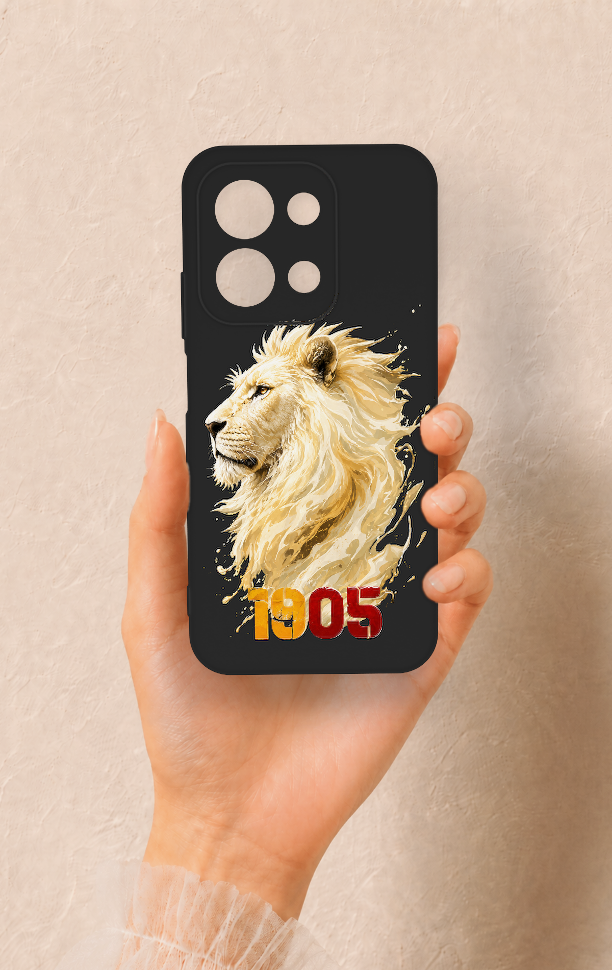 Redmi 15C 4G Uyumlu Sarı Kırmızı 1905 Aslan Desenli Silikon Kılıf