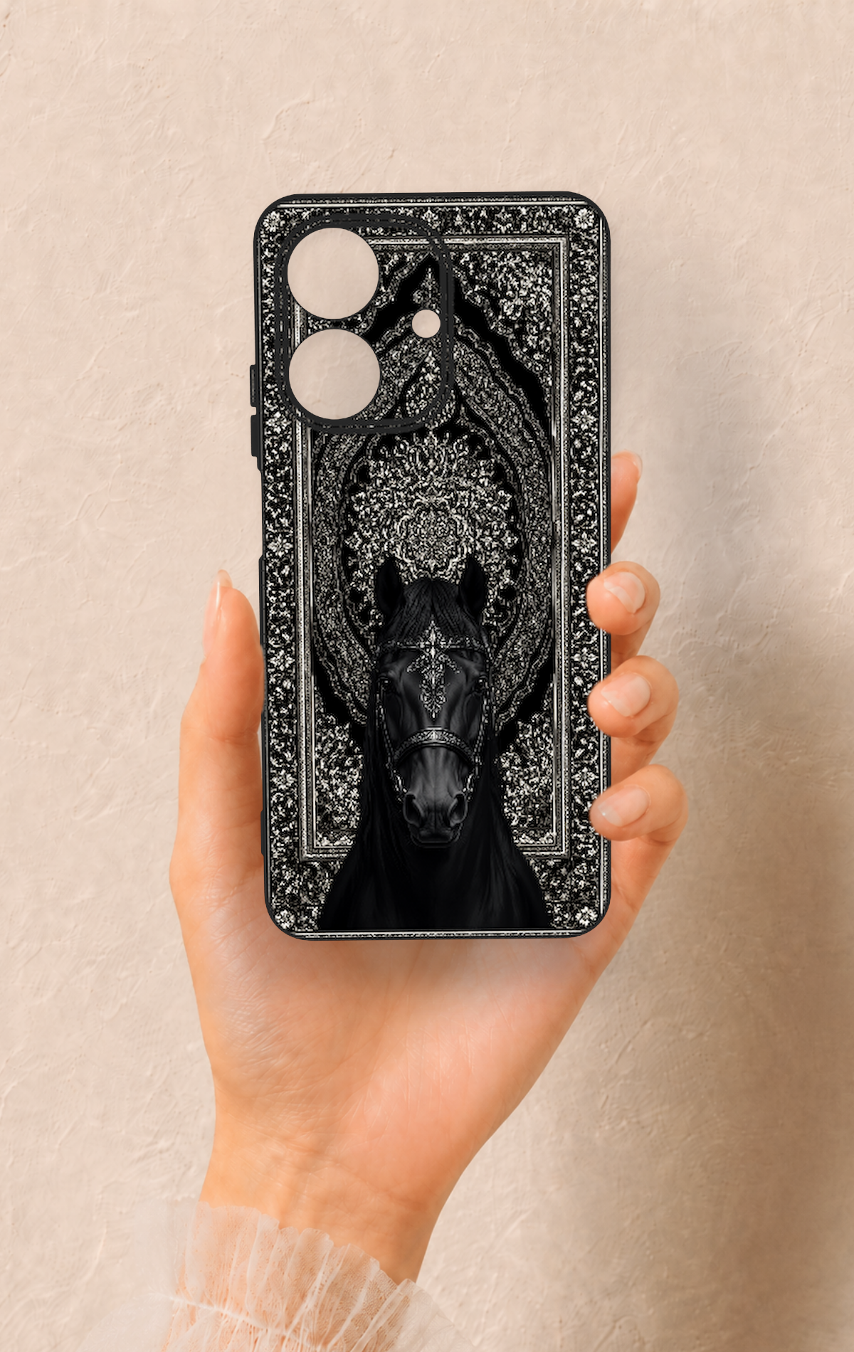 Realme Note 60 Uyumlu Etnik At Figürü Desenli Silikon Kılıf