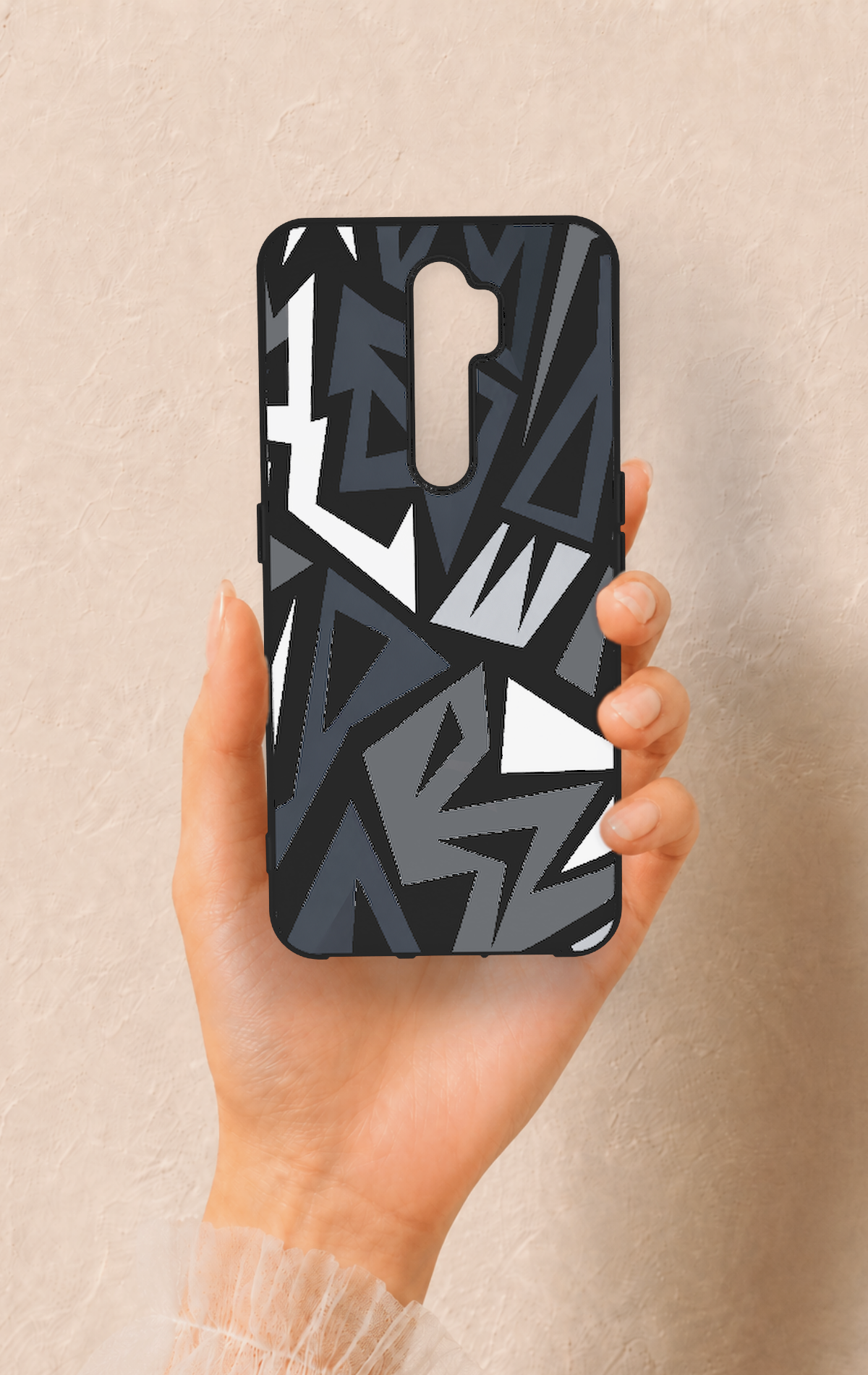 Oppo A5 2020 Uyumlu Geometrik Blok Desenli Silikon Kılıf