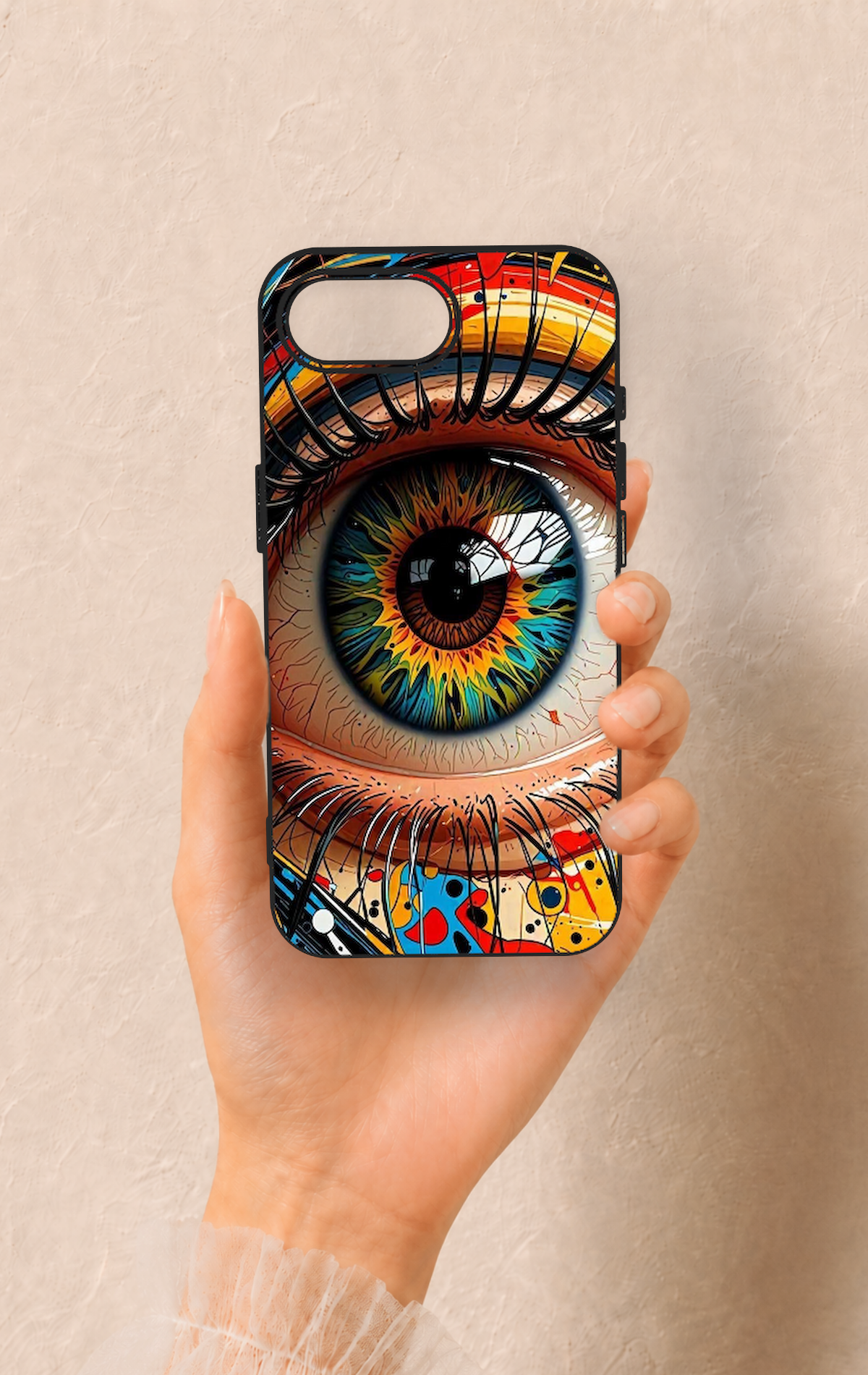 iPhone 16E Uyumlu Renkli Göz Bebeği Desenli Silikon Kılıf