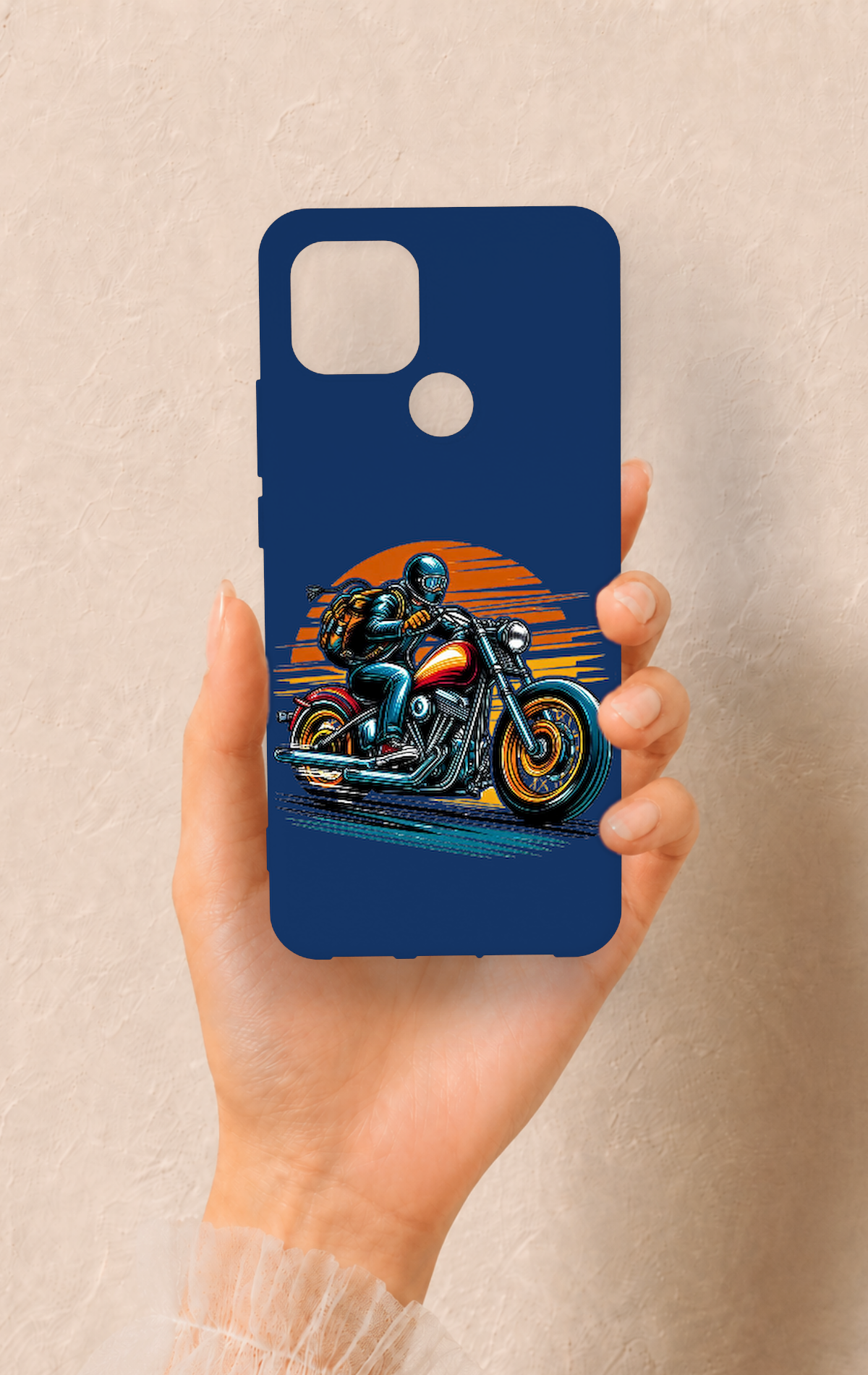 Oppo A15 Uyumlu Moto Rider Desenli Silikon Kılıf