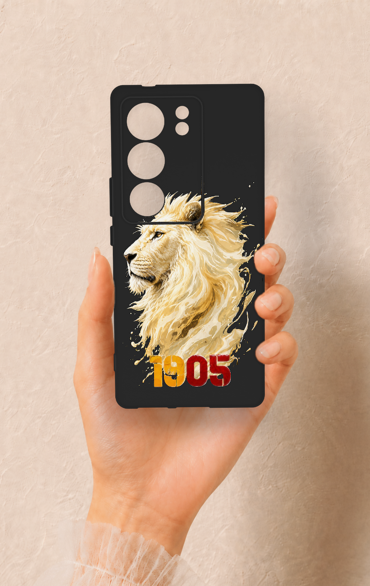 Vivo V29 Uyumlu Sarı Kırmızı 1905 Aslan Desenli Silikon Kılıf