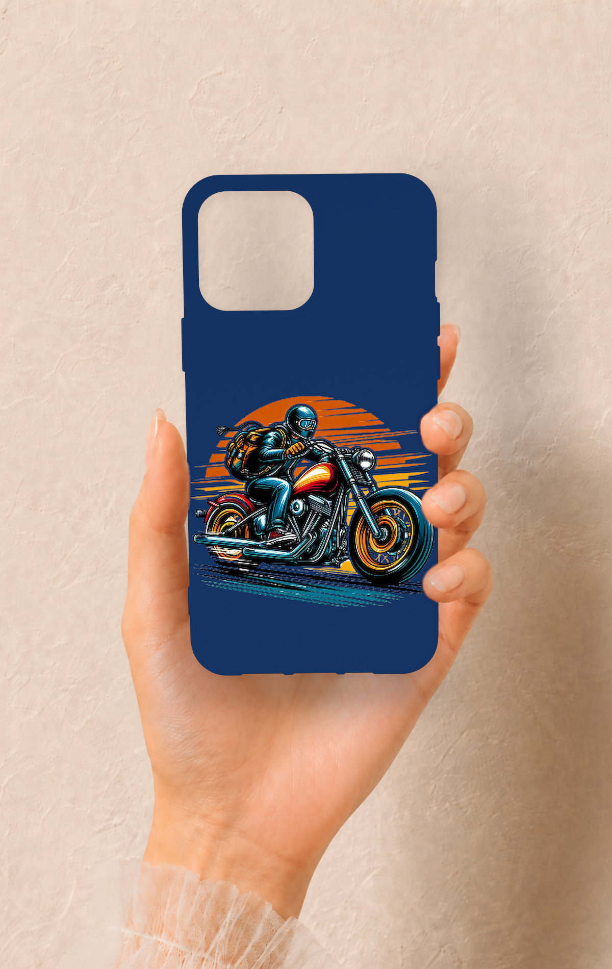 iPhone 13 Pro Max Uyumlu Moto Rider Desenli Silikon Kılıf