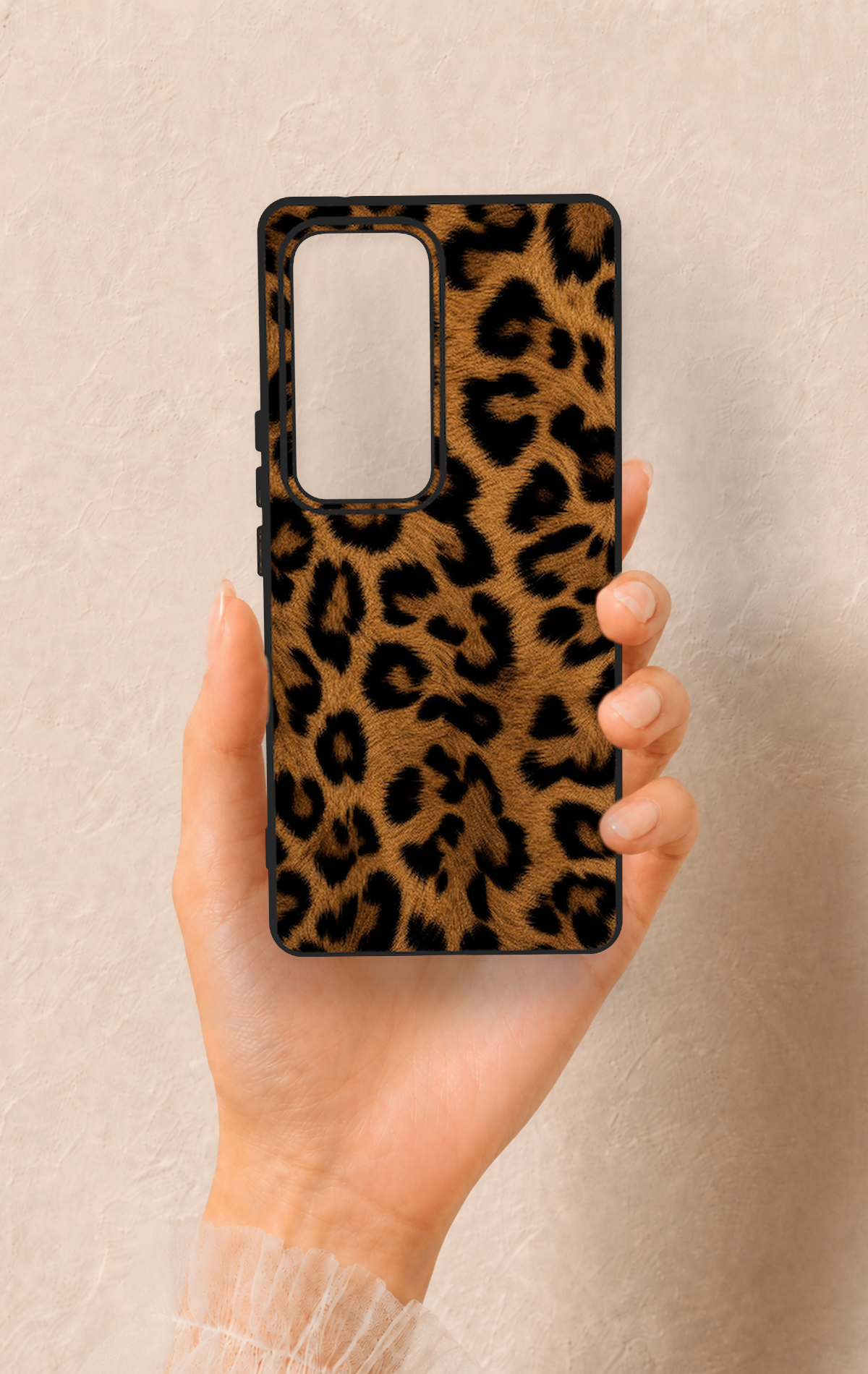 Vivo V30 Uyumlu Koyu Leopar Deri Desenli Silikon Kılıf