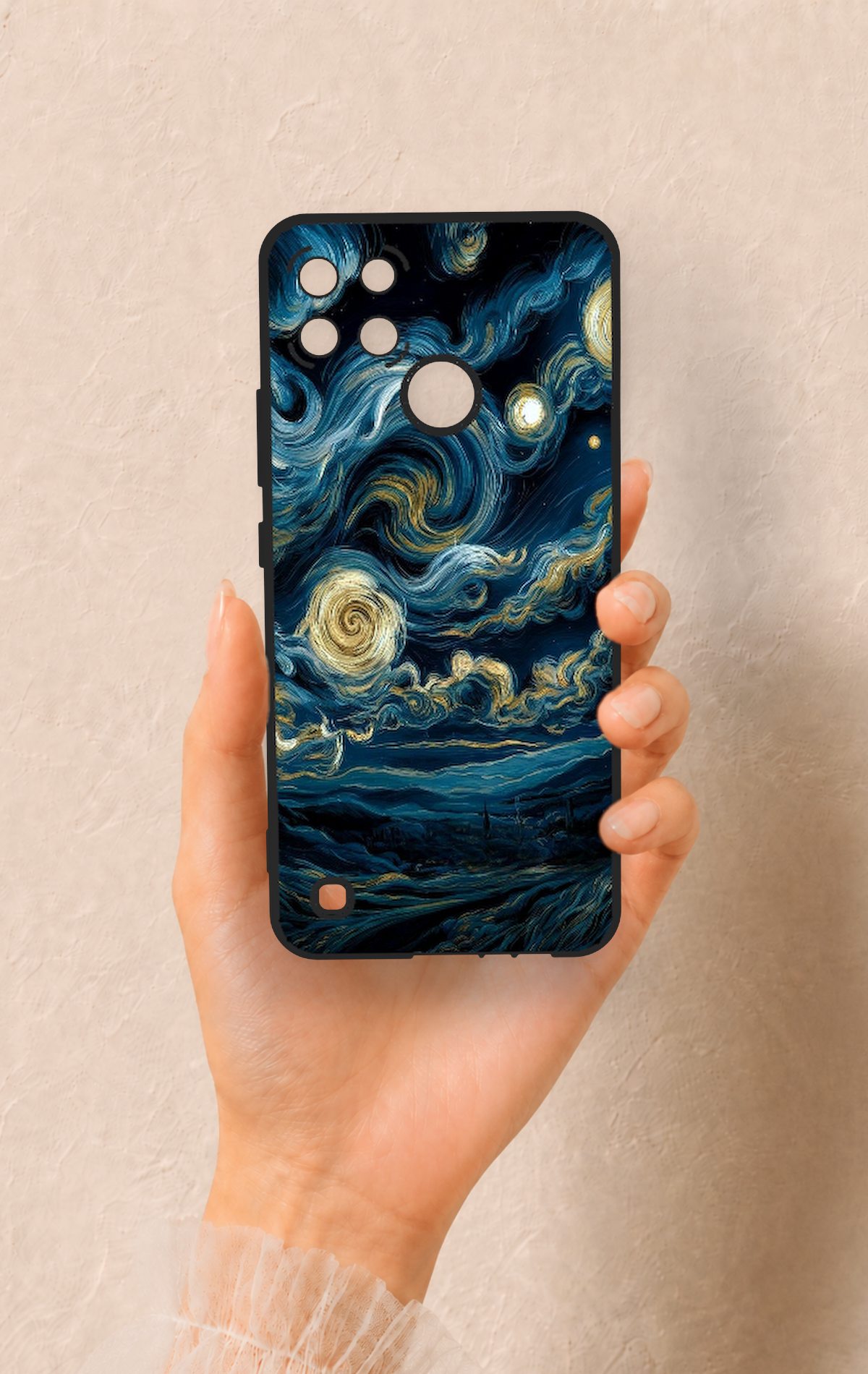 Realme C21Y Uyumlu Yıldızlı Gece Desenli Silikon Kılıf